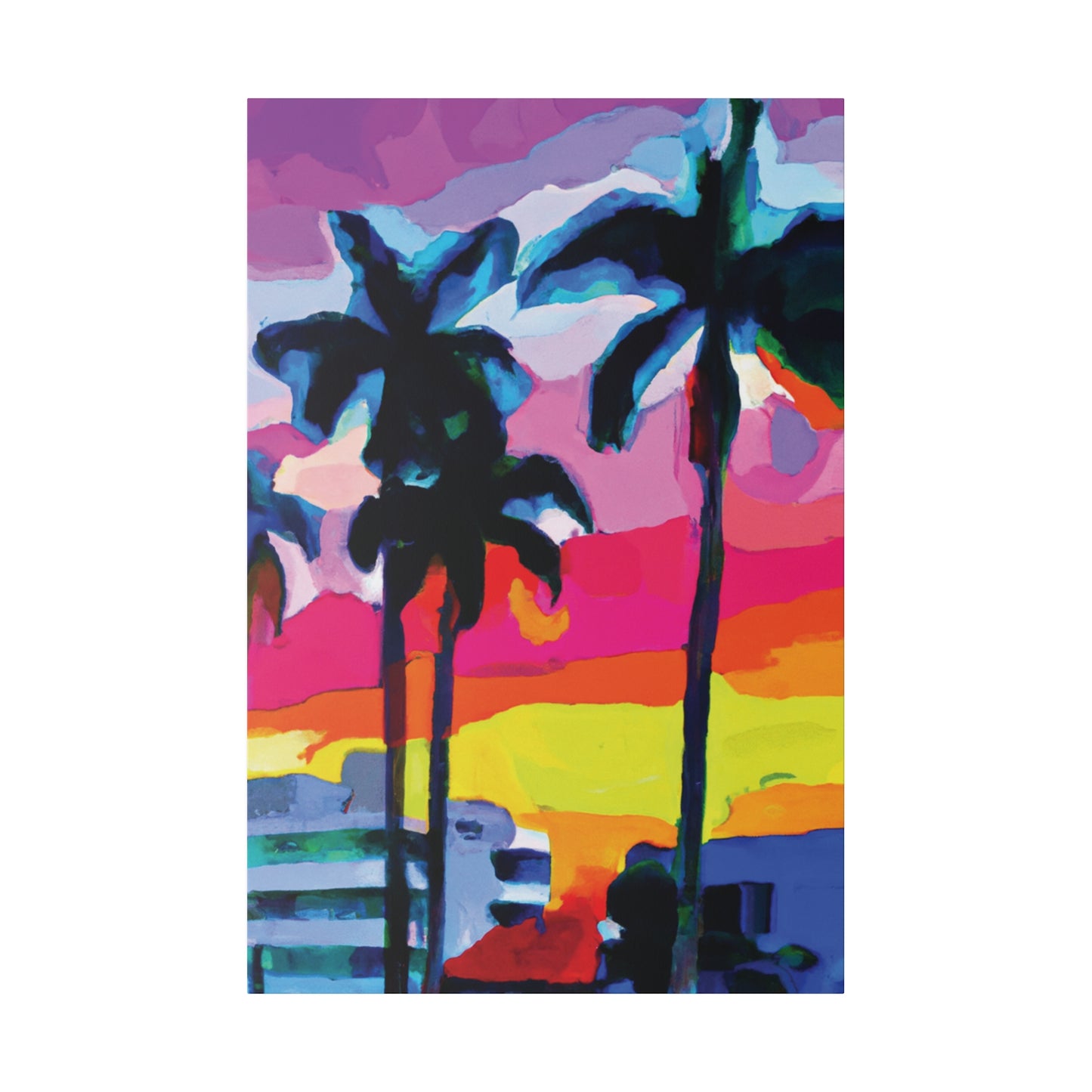 9342C - Miami Beach Sunset Painting Print | Miami | Beach | Sunset | Poster | Home Decor | Wall Art | Canvas