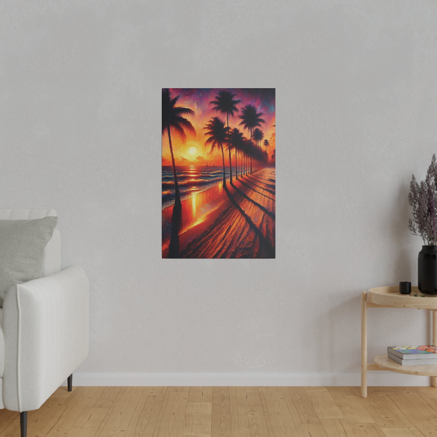 7132Q - miami beach art, sunset background, ocean art work, beach art work, sunset designs, miami beach painting, miami beach print