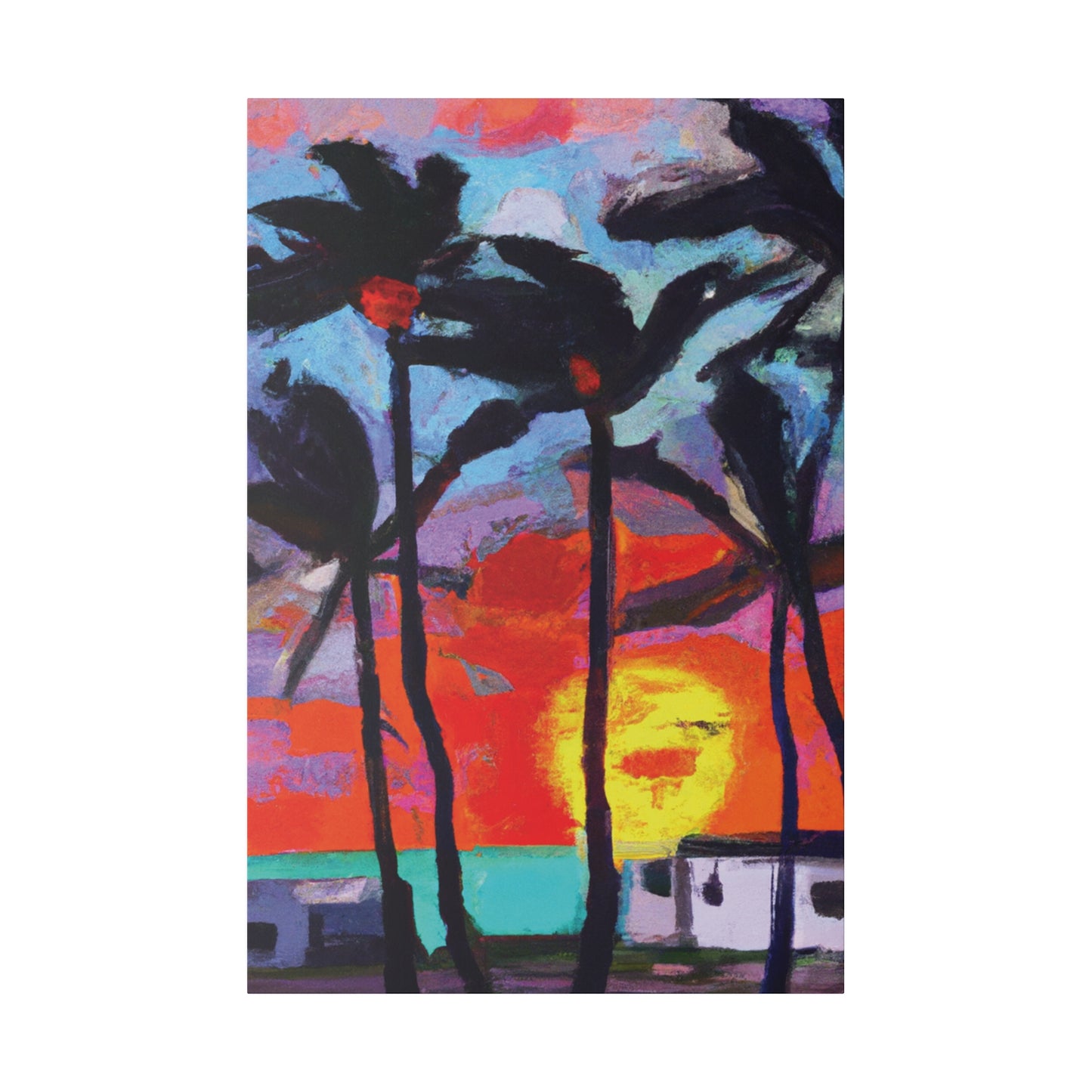 8407Q - Miami Beach Sunset Painting Print | Miami | Beach | Sunset | Poster | Home Decor | Wall Art | Canvas