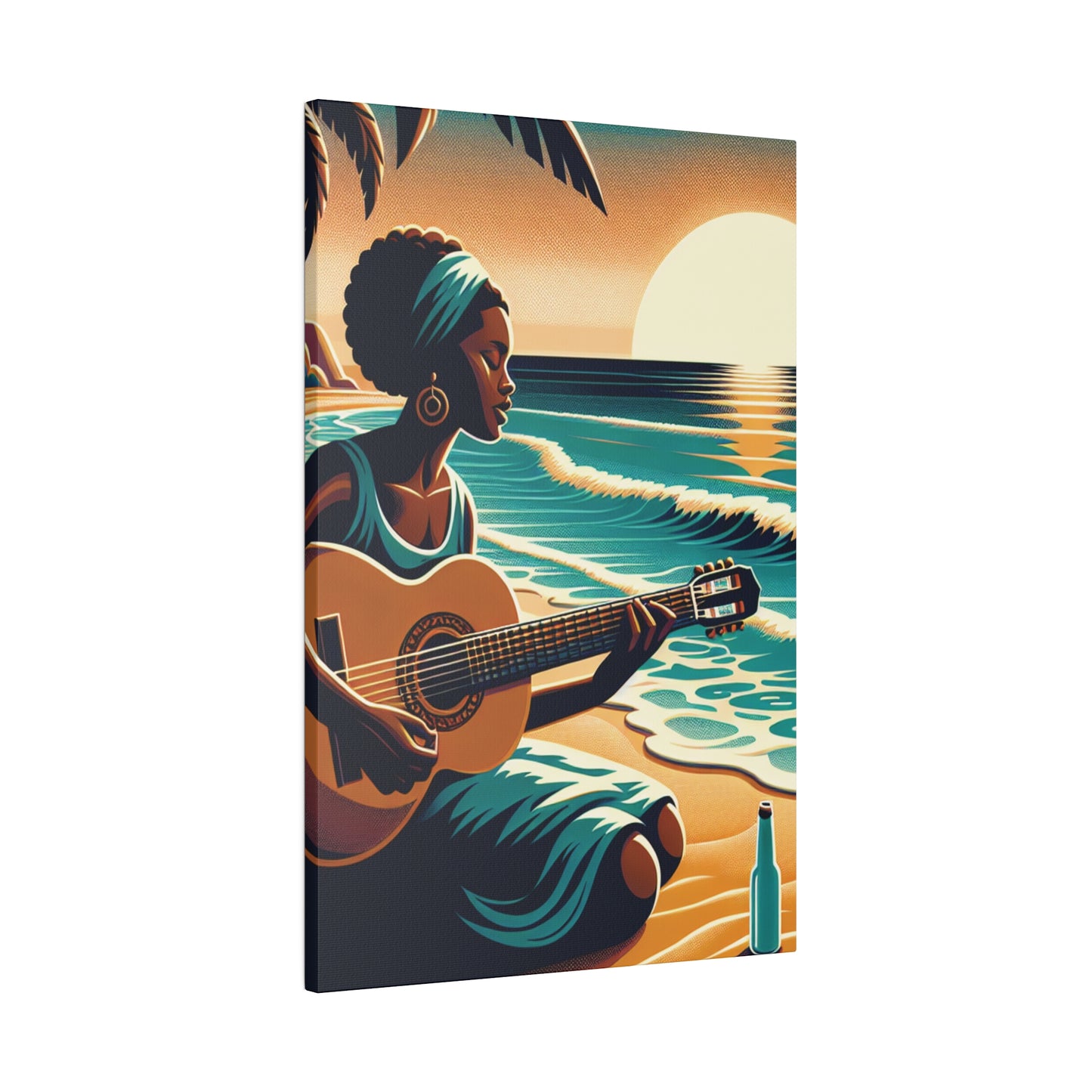 3814G - music art work, musician gift ideas, sunset background, sunset designs, ocean art work, beach art work, guitar art work, guitar player