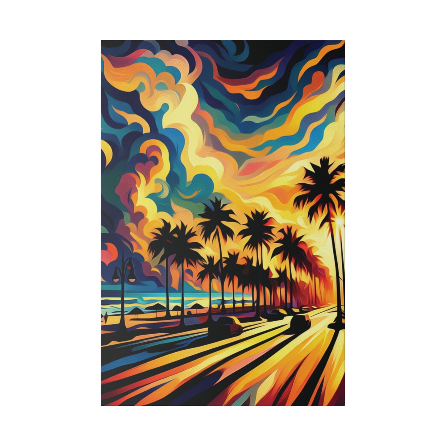 3587J - miami beach art, sunset background, ocean art work, beach art work, sunset designs, miami beach painting, miami beach print