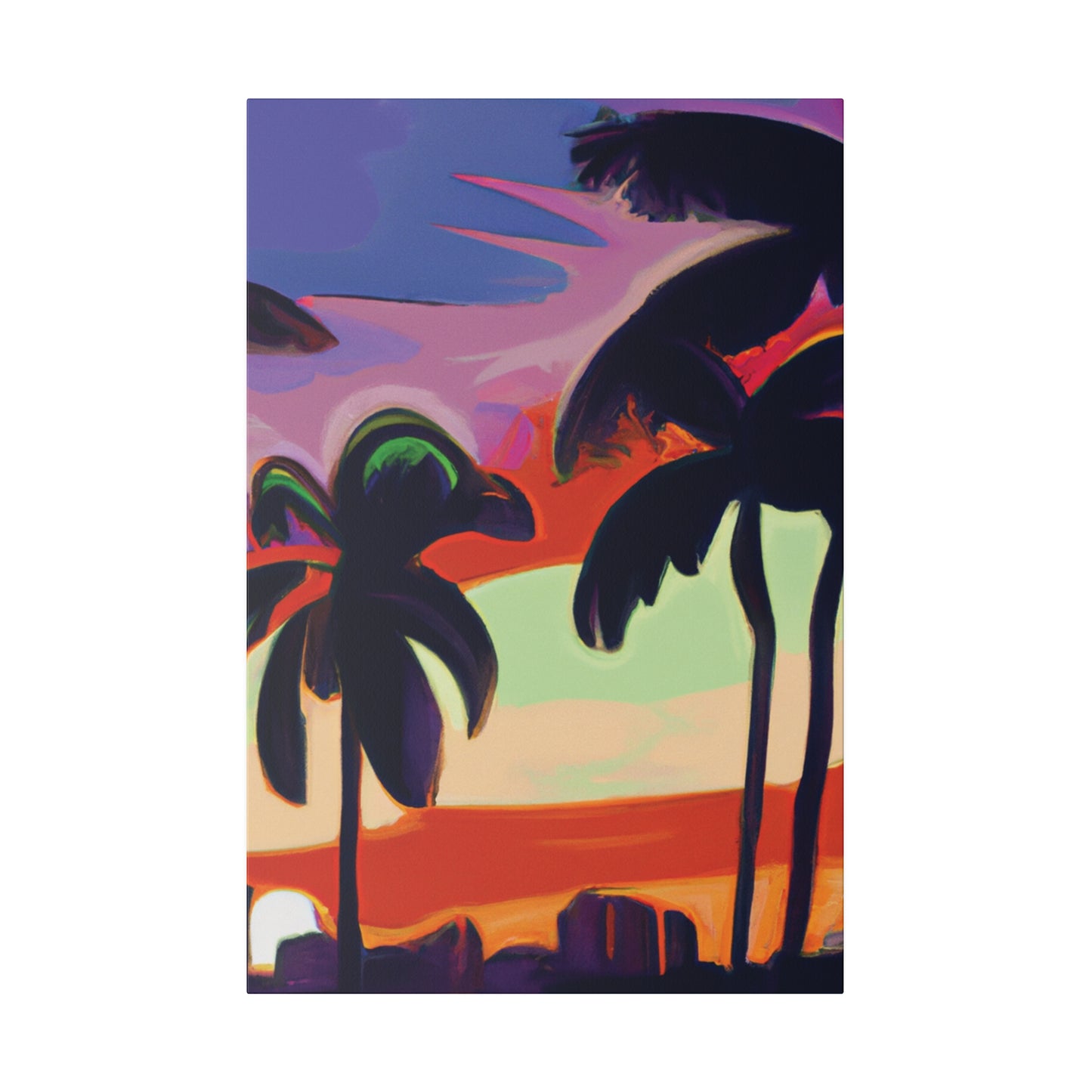 4438V - Miami Beach Sunset Painting Print | Miami | Beach | Sunset | Poster | Home Decor | Wall Art | Canvas