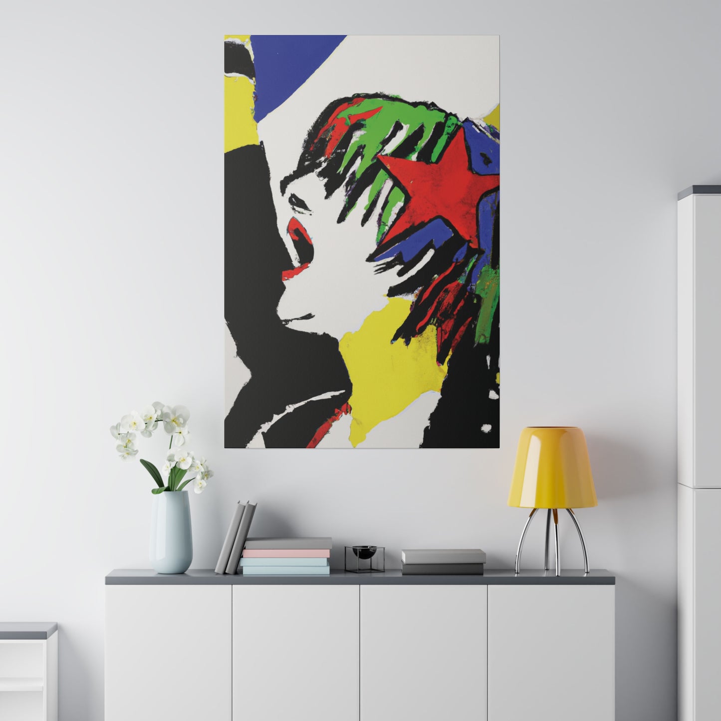 5673W - Rockstar Painting Print | Face | Abstract | Poster | Home Decor | Wall Art | Music Art | Canvas