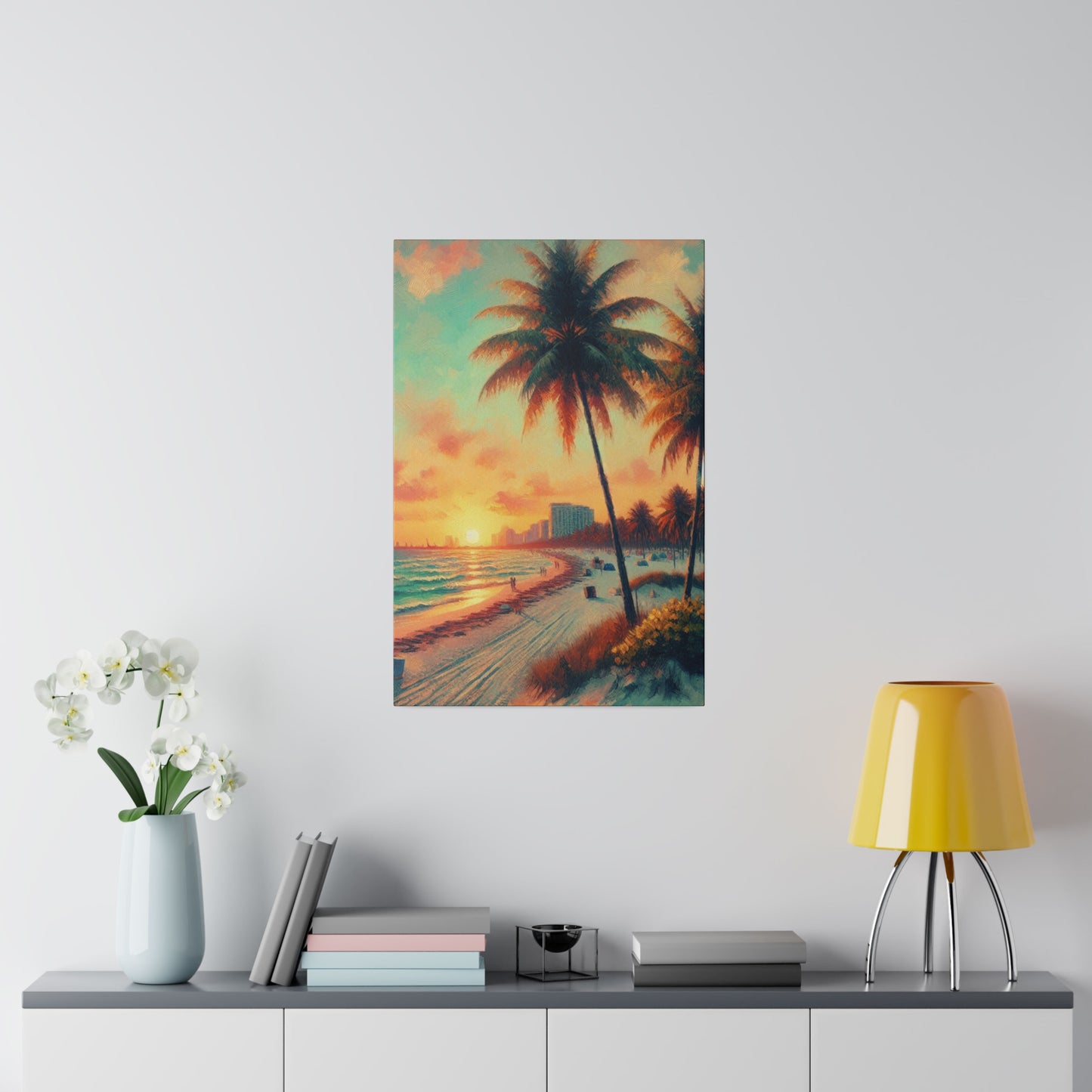 3782F - miami beach art, sunset background, ocean art work, beach art work, sunset designs, miami beach painting, miami beach print