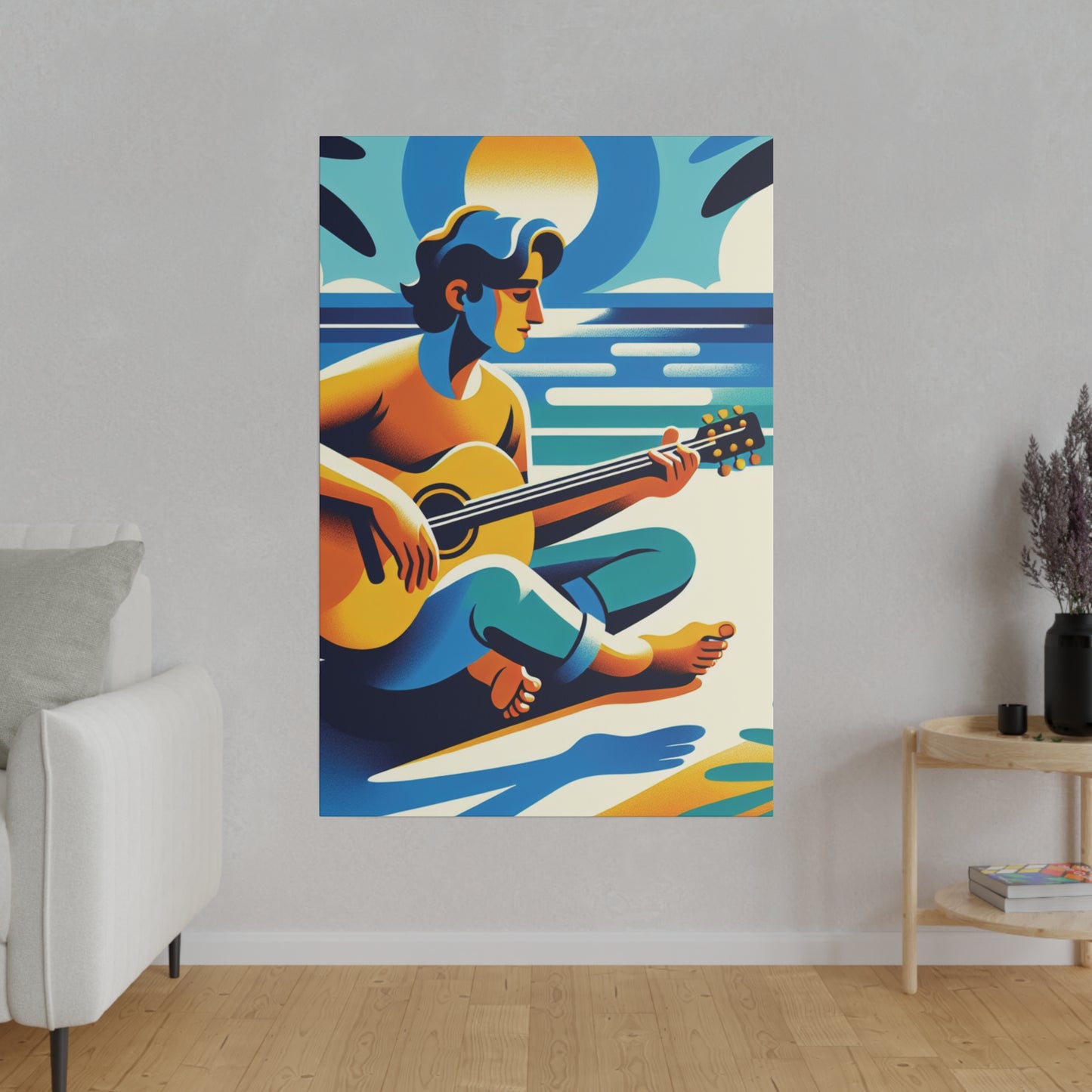 2967Z - music art work, musician gift ideas, sunset background, sunset designs, ocean art work, beach art work, guitar art work, guitar player