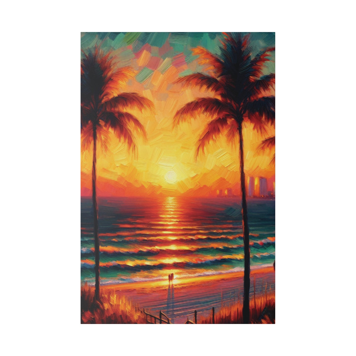 3569G - miami beach art, sunset background, ocean art work, beach art work, sunset designs, miami beach painting, miami beach print