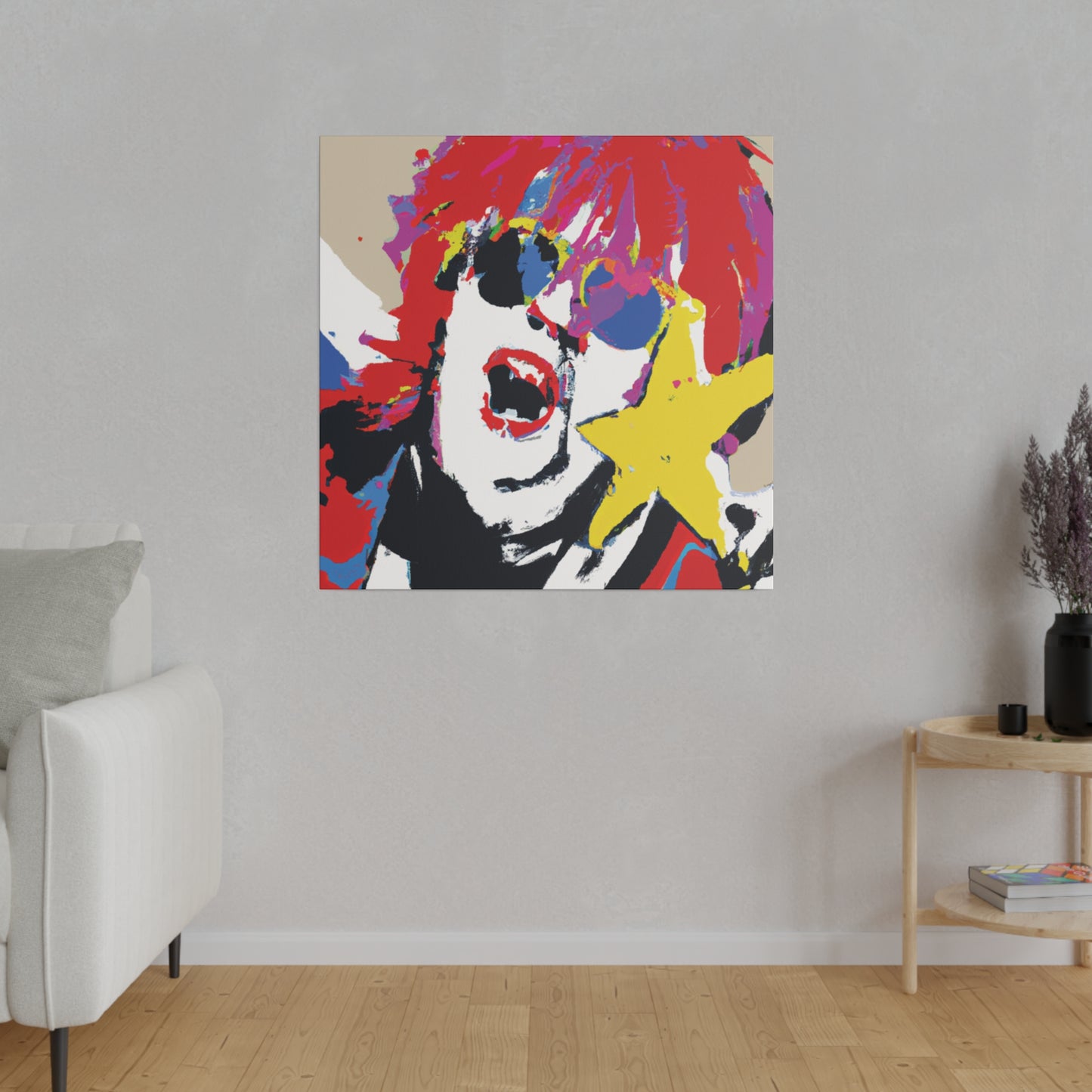 8717H - Rockstar Painting Print | Face | Abstract | Poster | Home Decor | Wall Art | Music Art | Canvas