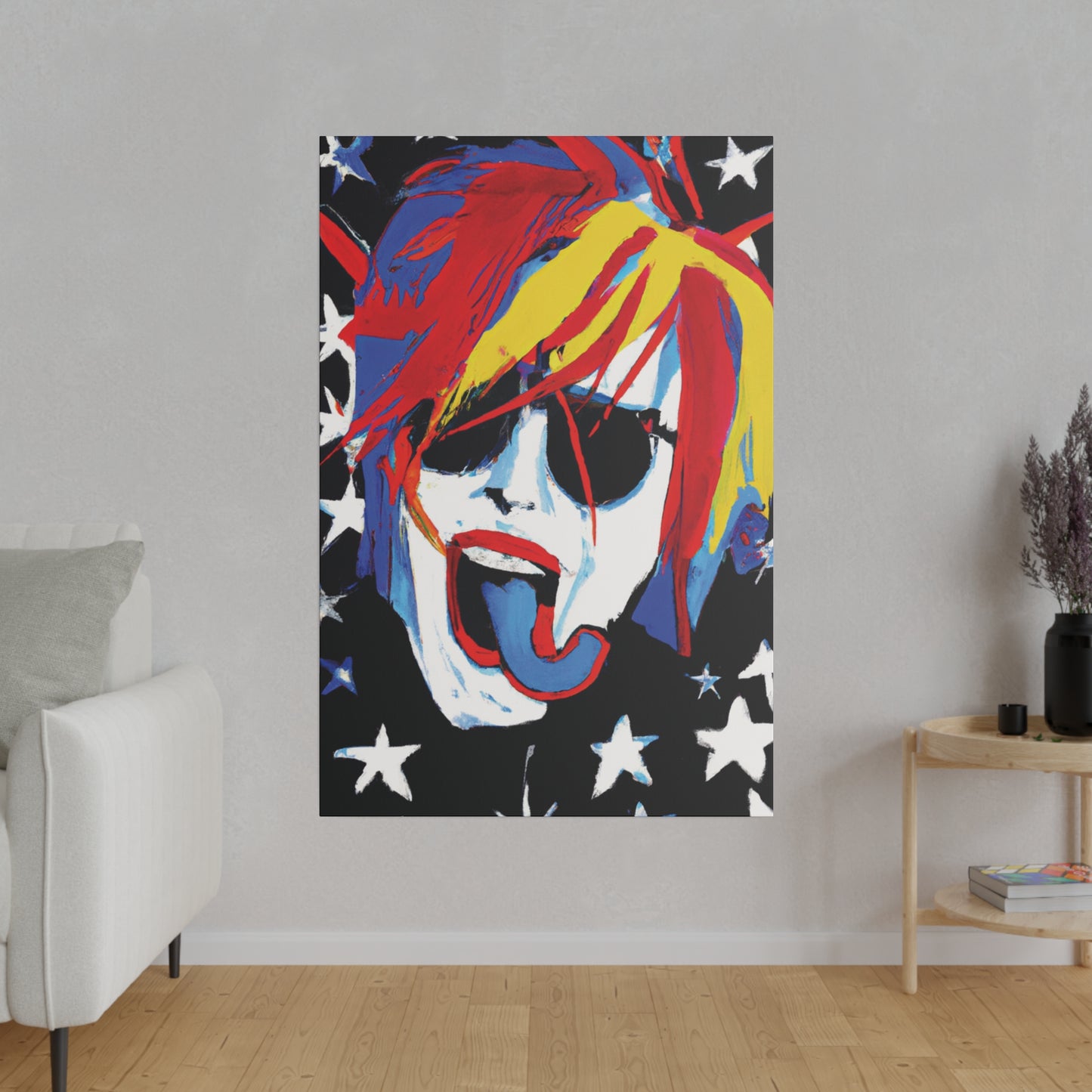 5376Y - Rockstar Painting Print | Face | Abstract | Poster | Home Decor | Wall Art | Music Art | Canvas