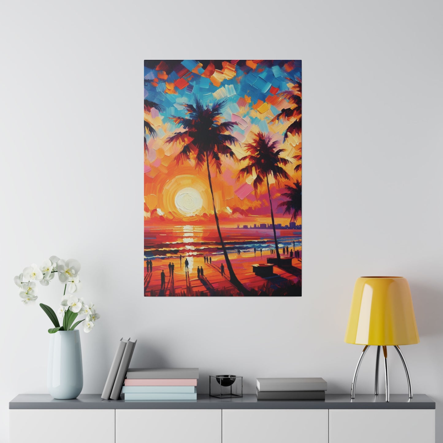 9753F - miami beach art, sunset background, ocean art work, beach art work, sunset designs, miami beach painting, miami beach print