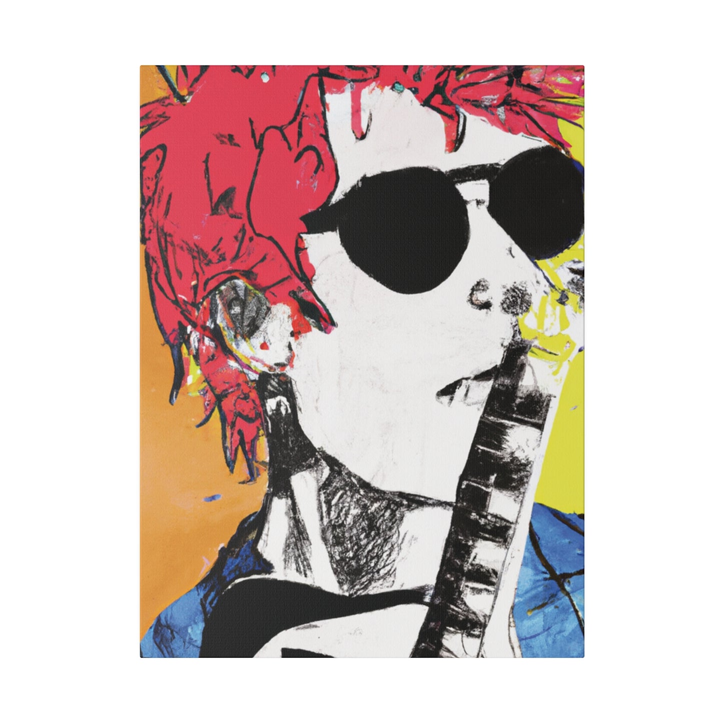 8995T - Rockstar Painting Print | Face | Abstract | Poster | Home Decor | Wall Art | Music Art | Canvas
