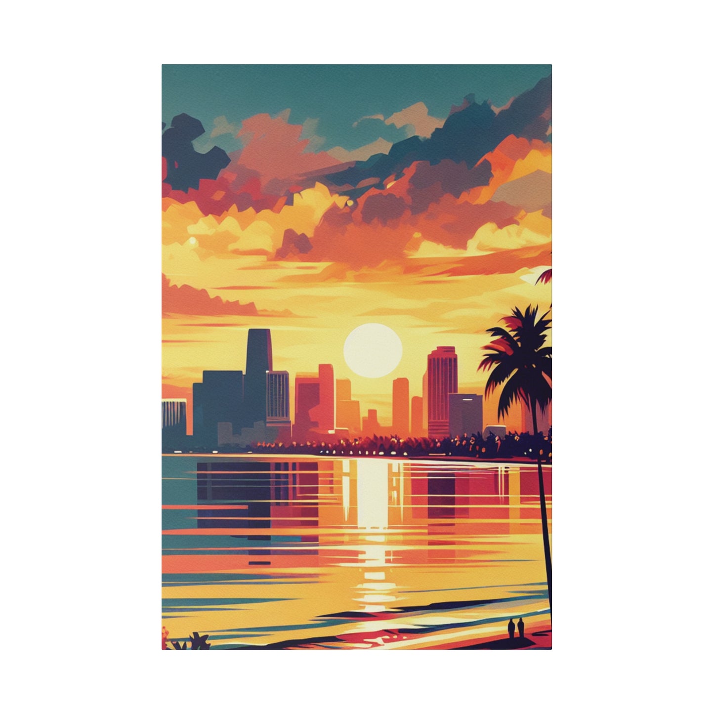 6732M - miami beach art, sunset background, ocean art work, beach art work, sunset designs, miami beach painting, miami beach print