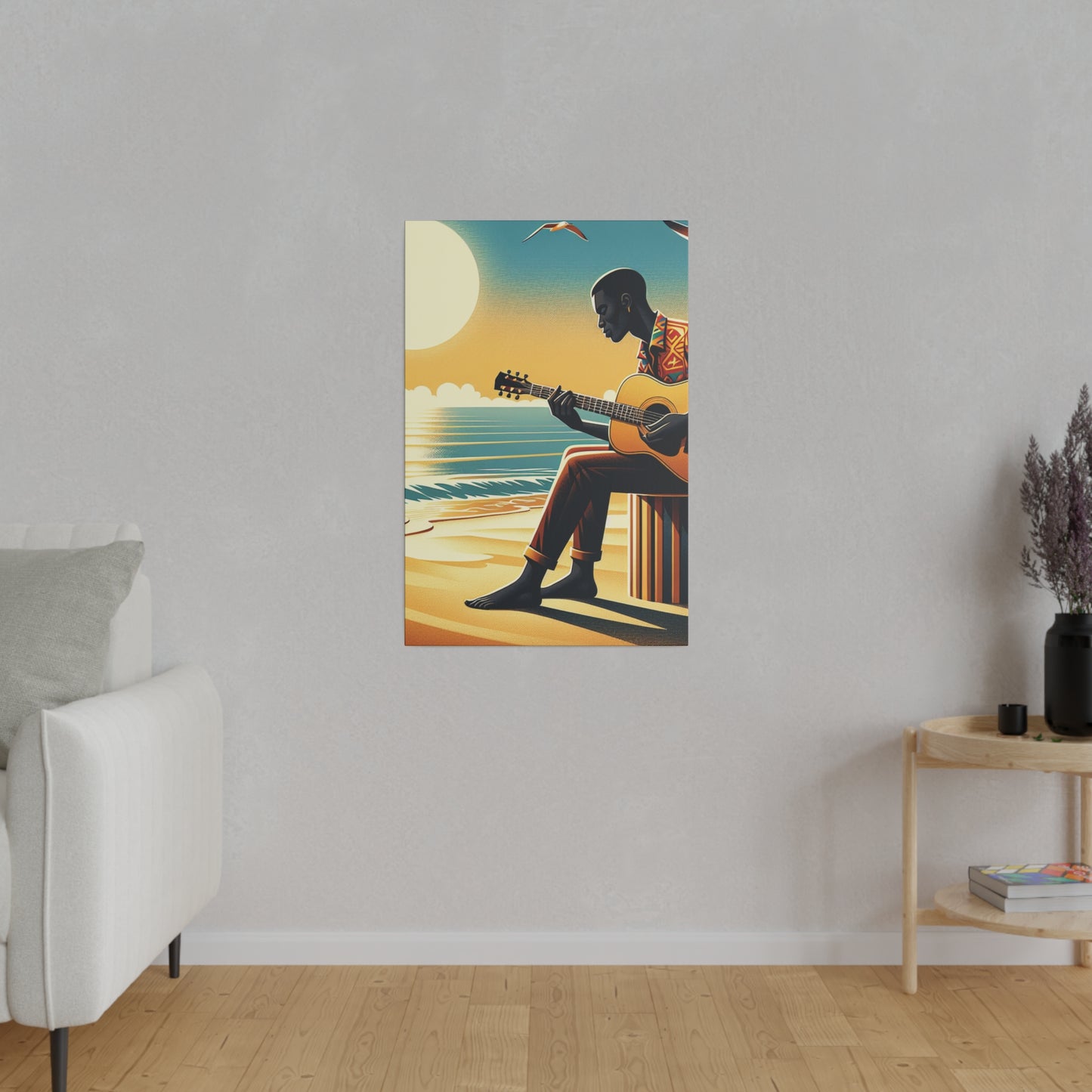 3127J - music art work, musician gift ideas, sunset background, sunset designs, ocean art work, beach art work, guitar art work, guitar player