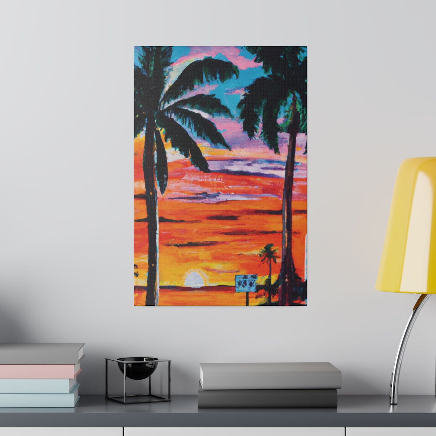 7358V - Miami Beach Sunset Painting Print | Miami | Beach | Sunset | Poster | Home Decor | Wall Art | Canvas