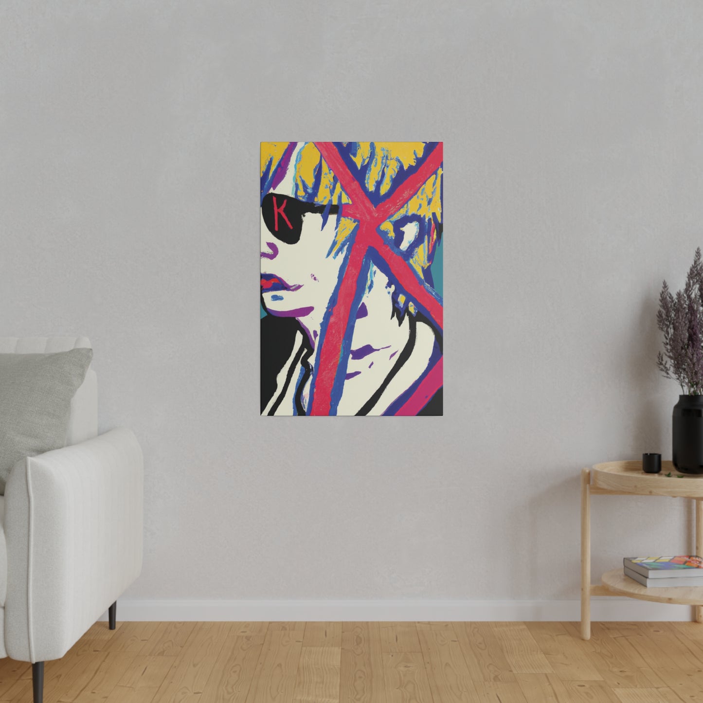 2460Y - Rockstar Painting Print | Face | Abstract | Poster | Home Decor | Wall Art | Music Art | Canvas