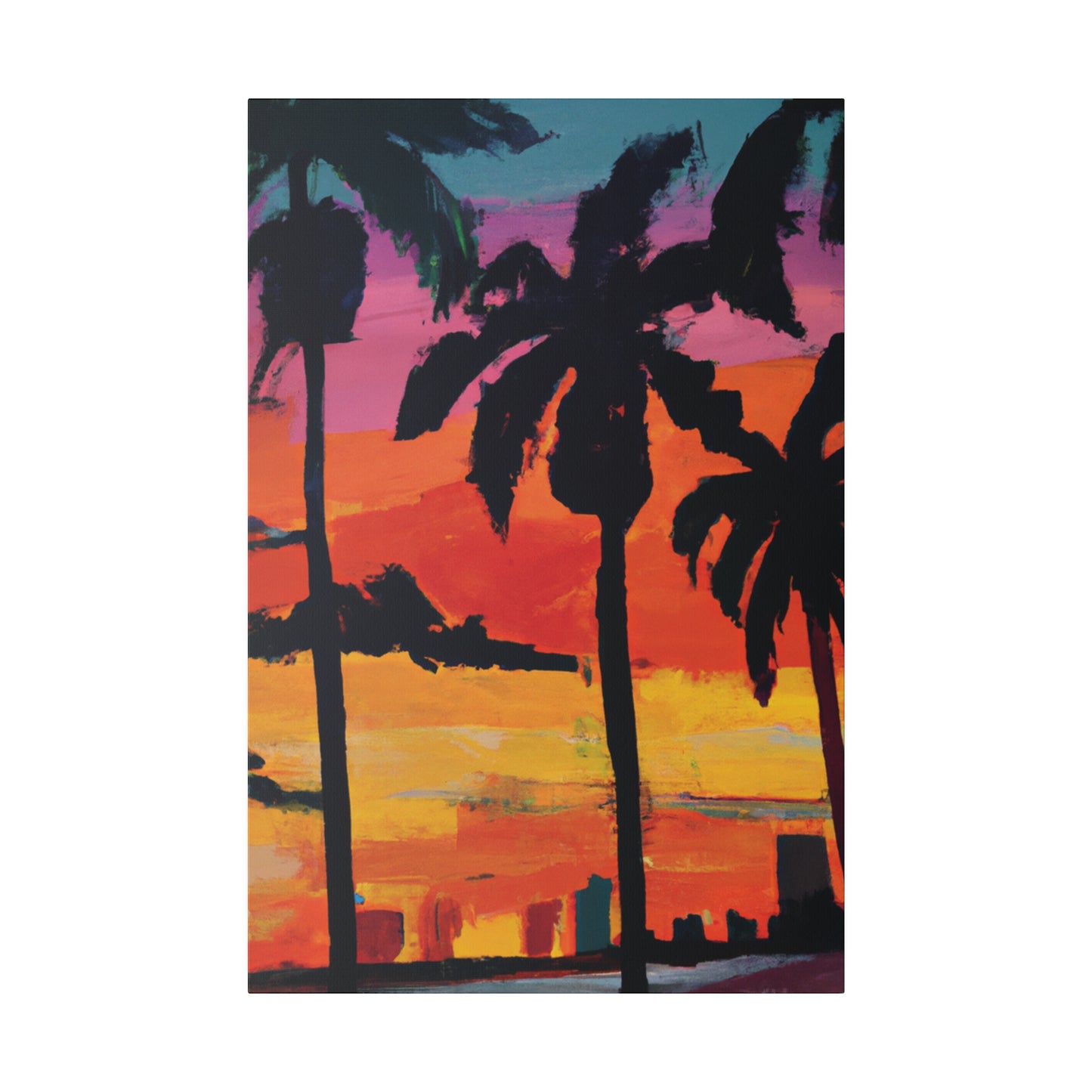 7389S - Miami Beach Sunset Painting Print | Miami | Beach | Sunset | Poster | Home Decor | Wall Art | Canvas