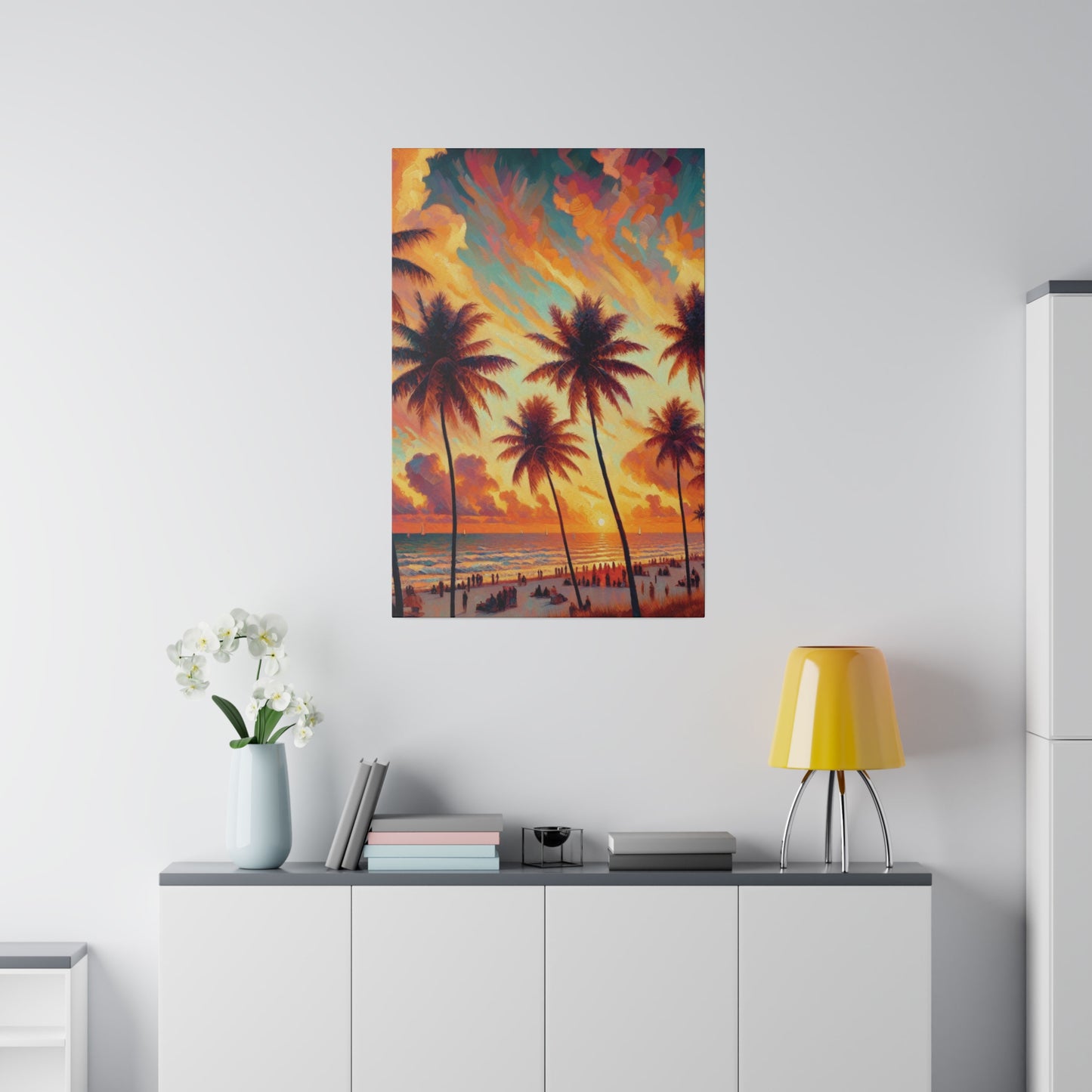 3247F - miami beach art, sunset background, ocean art work, beach art work, sunset designs, miami beach painting, miami beach print