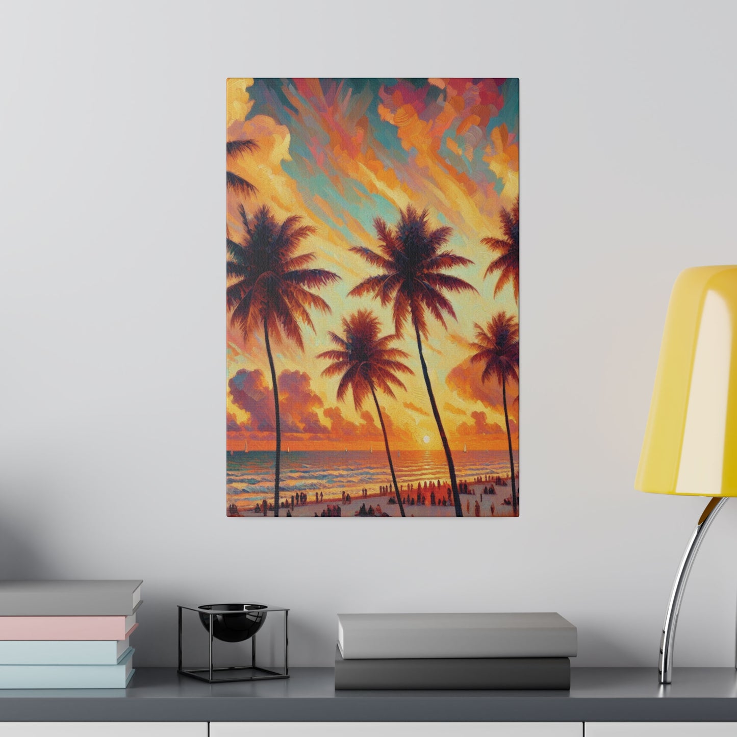 3247F - miami beach art, sunset background, ocean art work, beach art work, sunset designs, miami beach painting, miami beach print