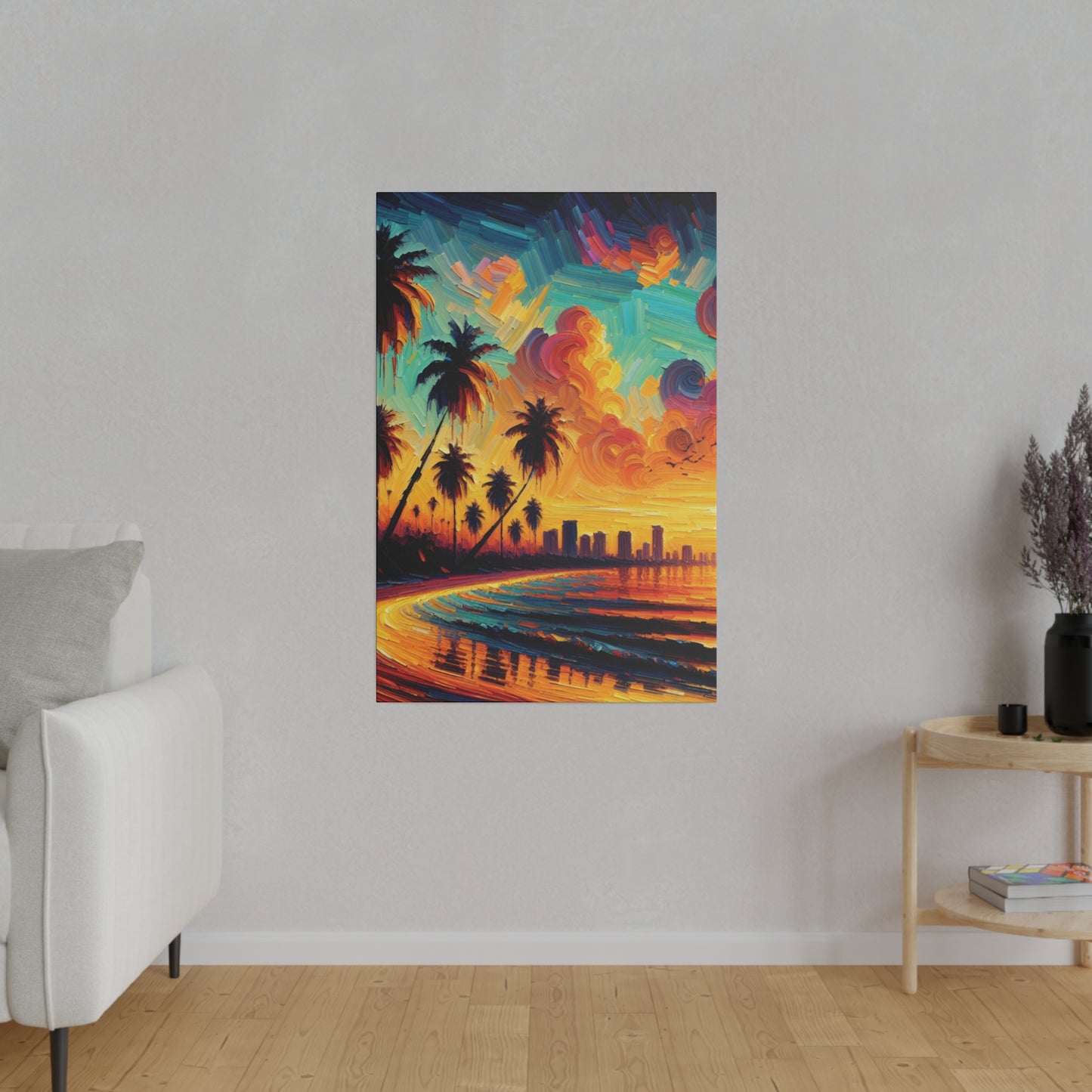 3726Z - miami beach art, sunset background, ocean art work, beach art work, sunset designs, miami beach painting, miami beach print