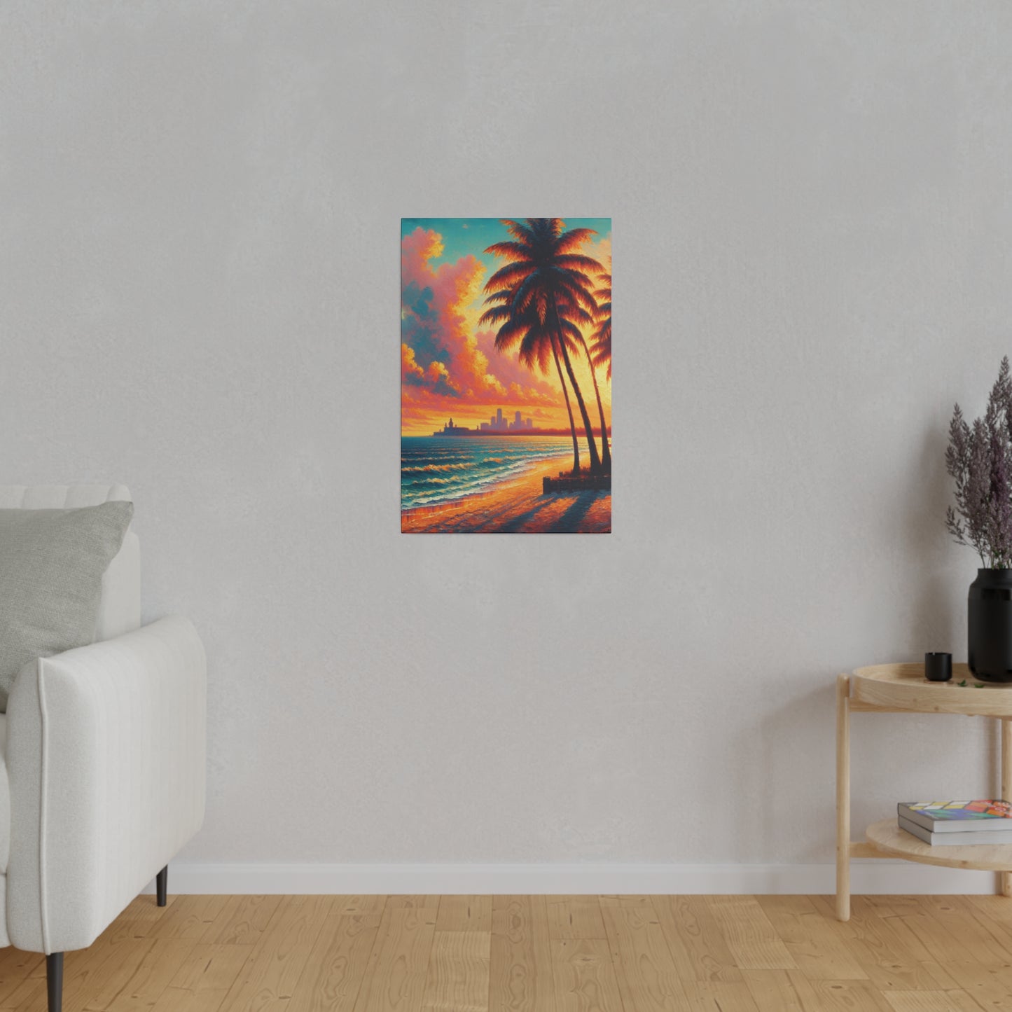 4593M - miami beach art, sunset background, ocean art work, beach art work, sunset designs, miami beach painting, miami beach print