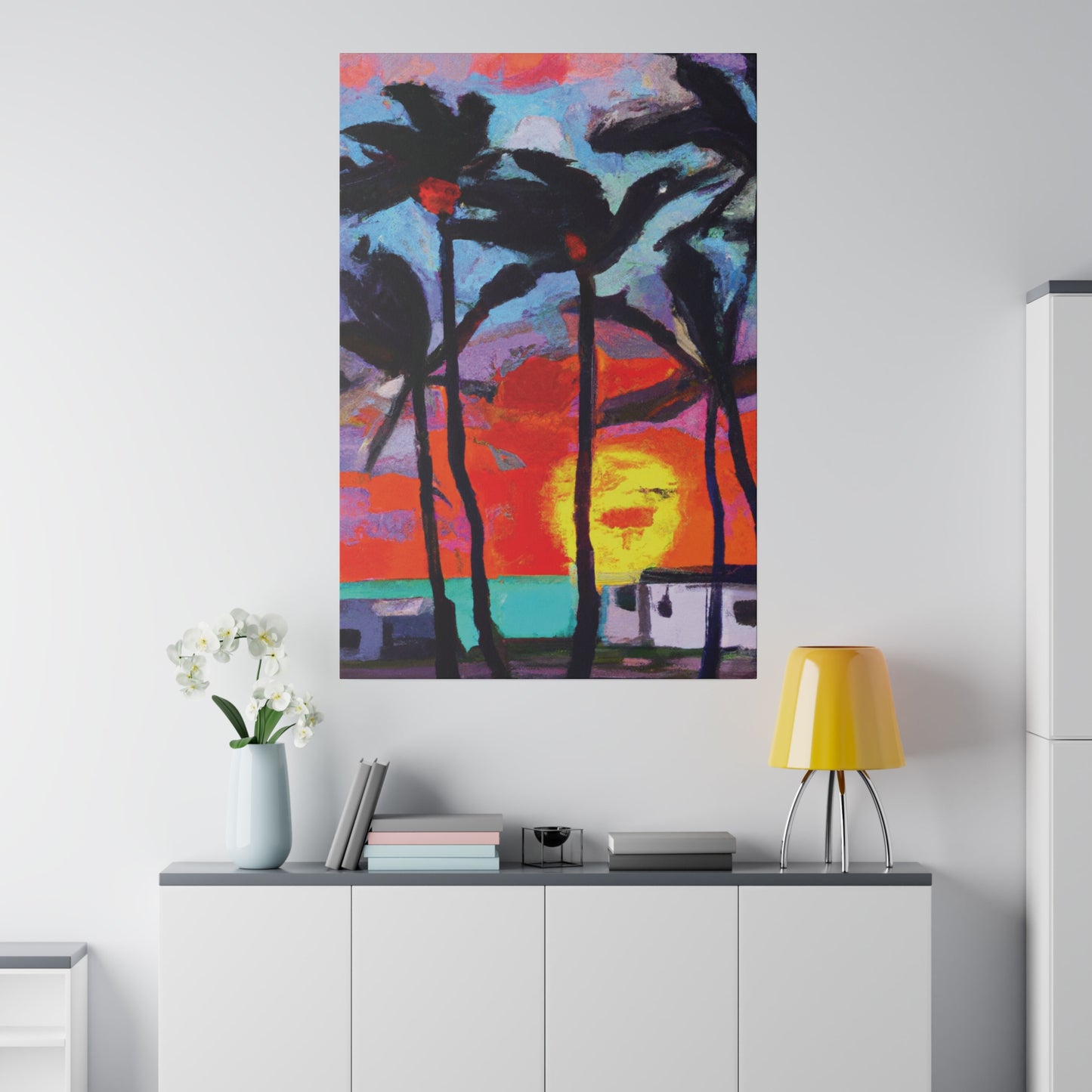 8407Q - Miami Beach Sunset Painting Print | Miami | Beach | Sunset | Poster | Home Decor | Wall Art | Canvas