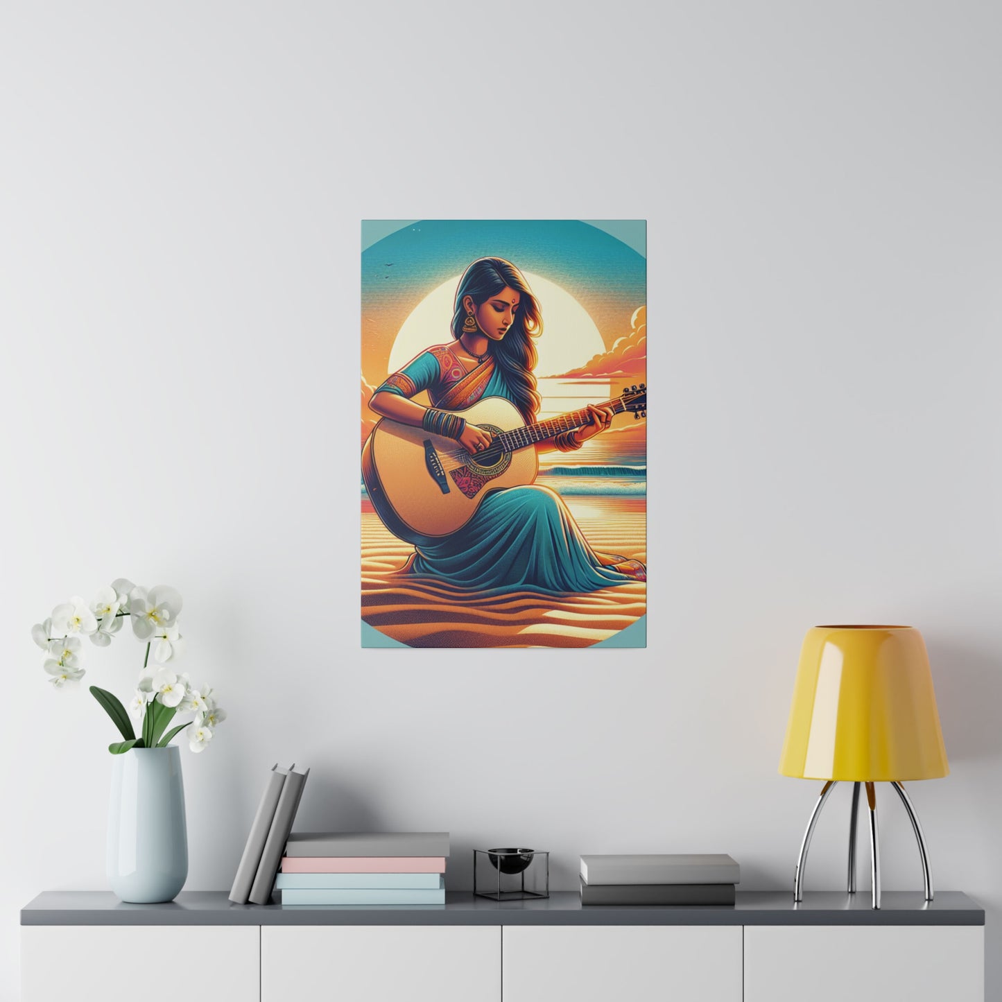 2547G - music art work, musician gift ideas, sunset background, sunset designs, ocean art work, beach art work, guitar art work, guitar player