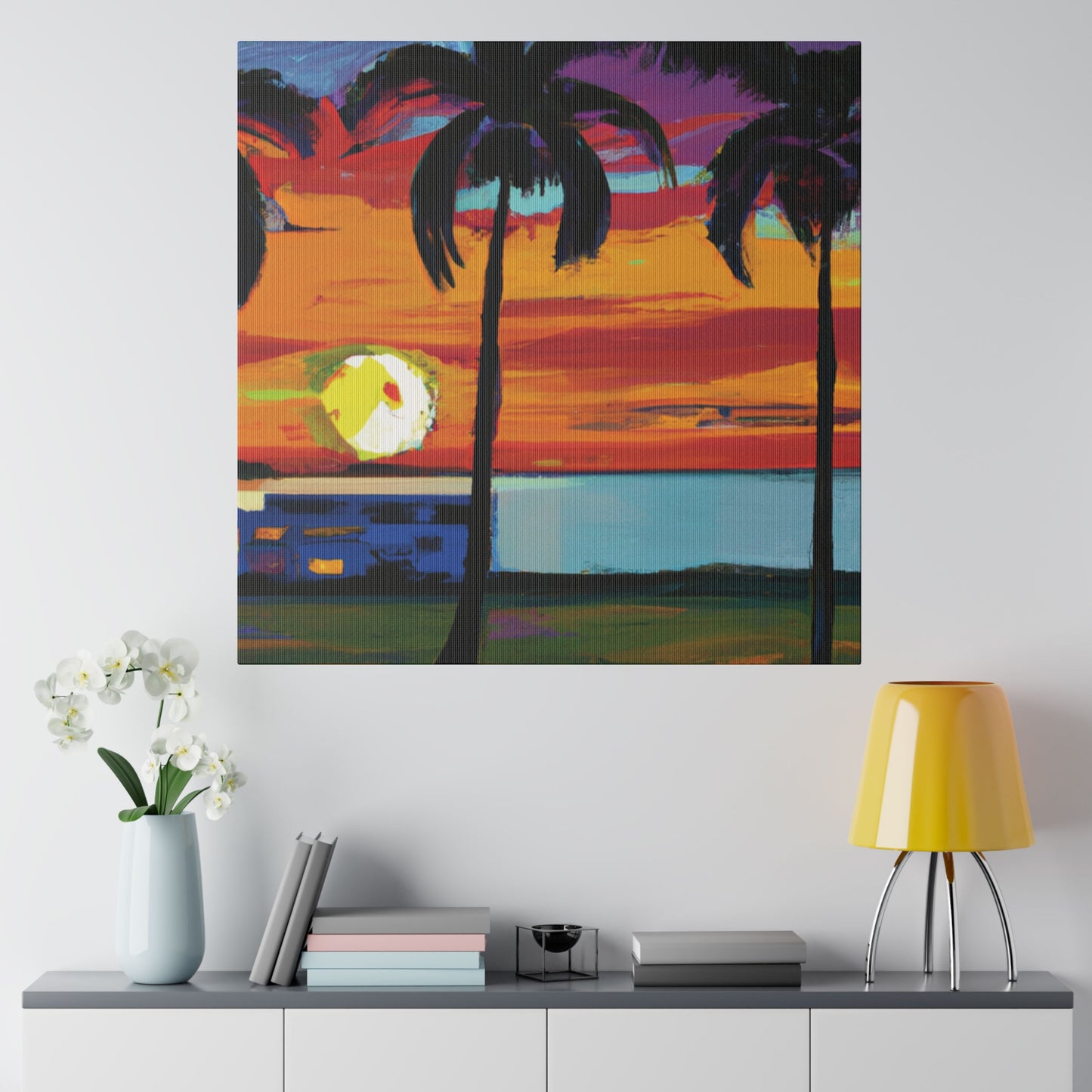 1676M - Miami Beach Sunset Painting Print | Miami | Beach | Sunset | Poster | Home Decor | Wall Art | Canvas