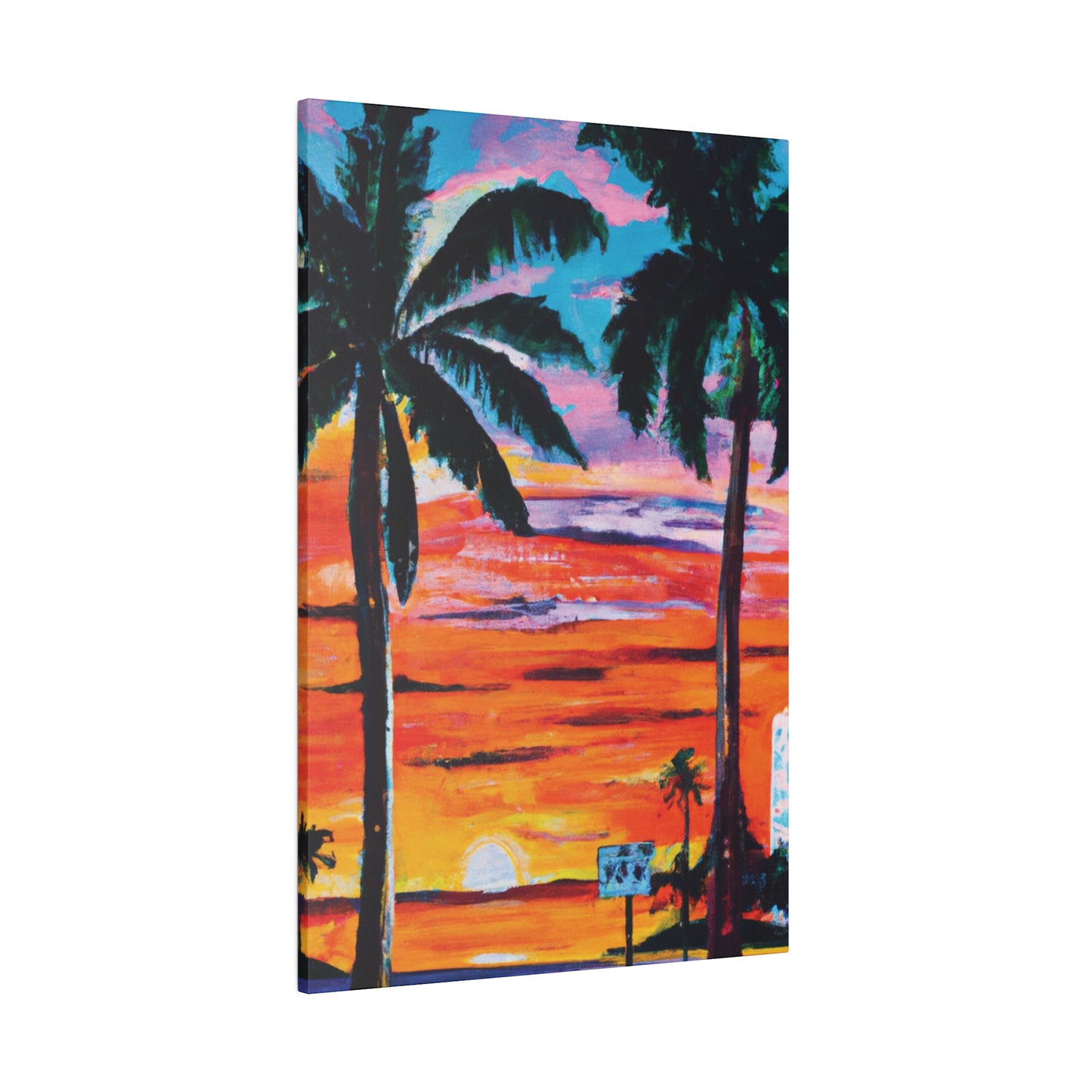 7358V - Miami Beach Sunset Painting Print | Miami | Beach | Sunset | Poster | Home Decor | Wall Art | Canvas