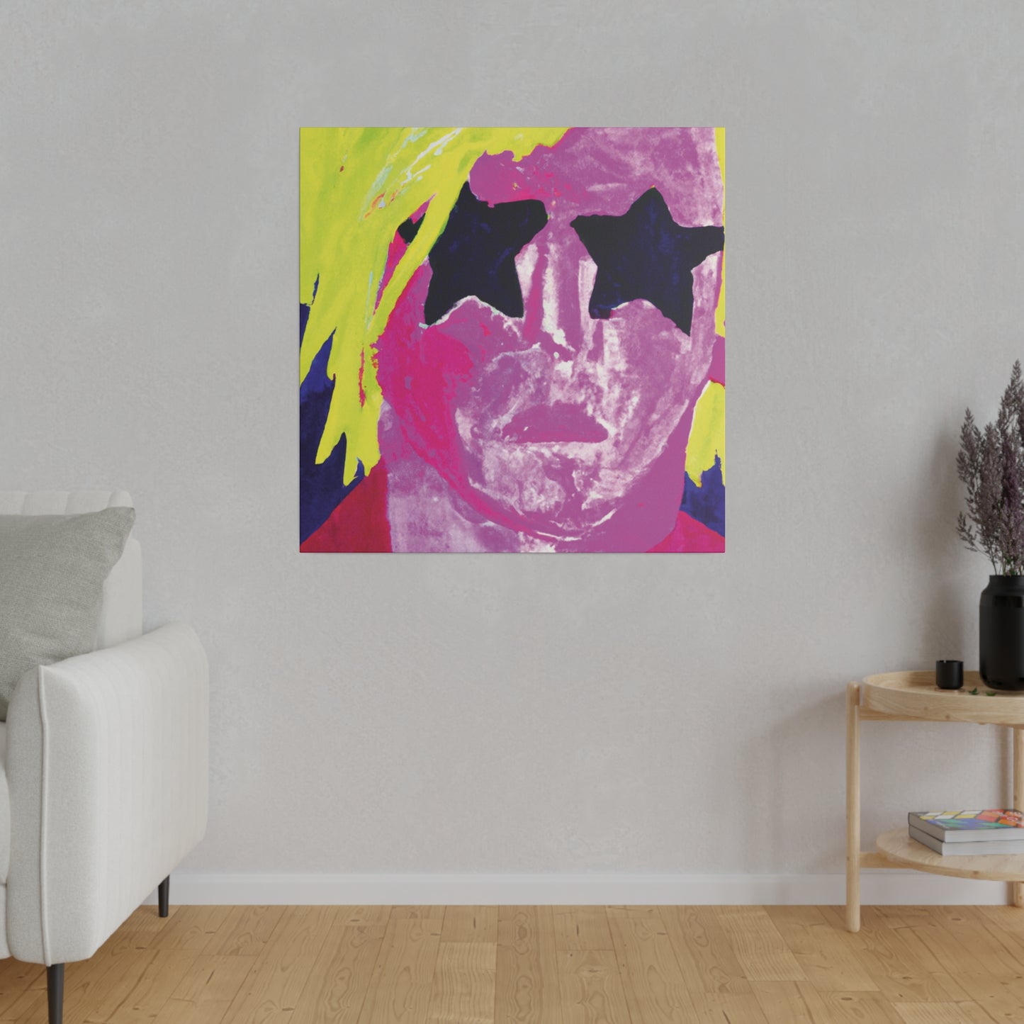 7563W - Rockstar Painting Print | Face | Abstract | Poster | Home Decor | Wall Art | Music Art | Canvas