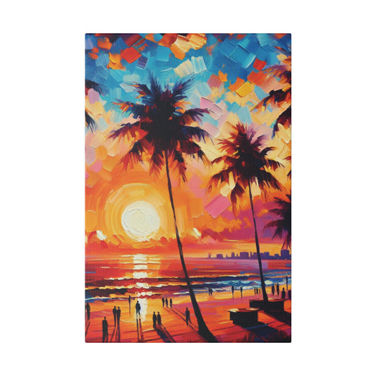 9753F - miami beach art, sunset background, ocean art work, beach art work, sunset designs, miami beach painting, miami beach print