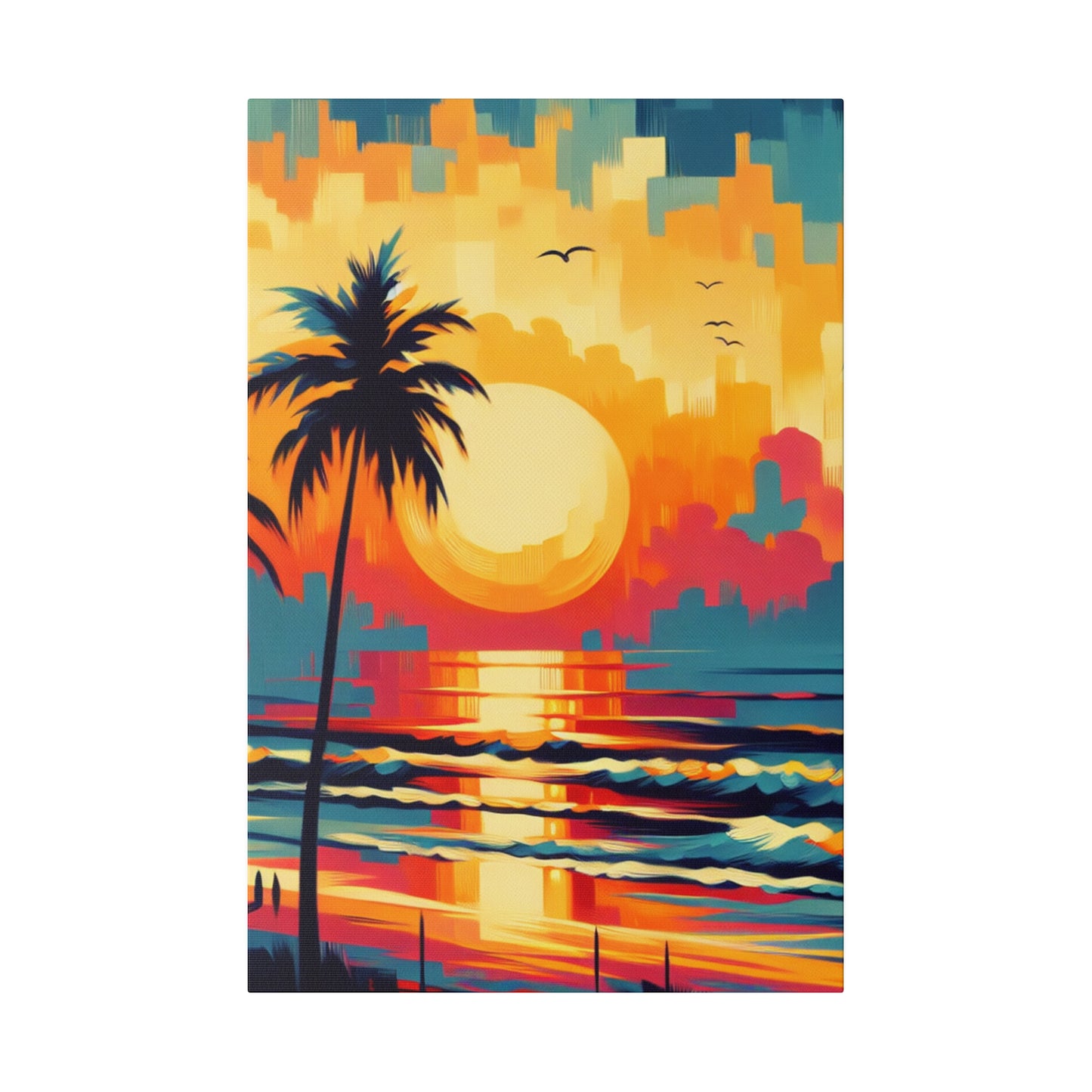 6284F - Miami Beach Sunset Painting Print | Miami | Beach | Sunset | Poster | Home Decor | Wall Art | Canvas