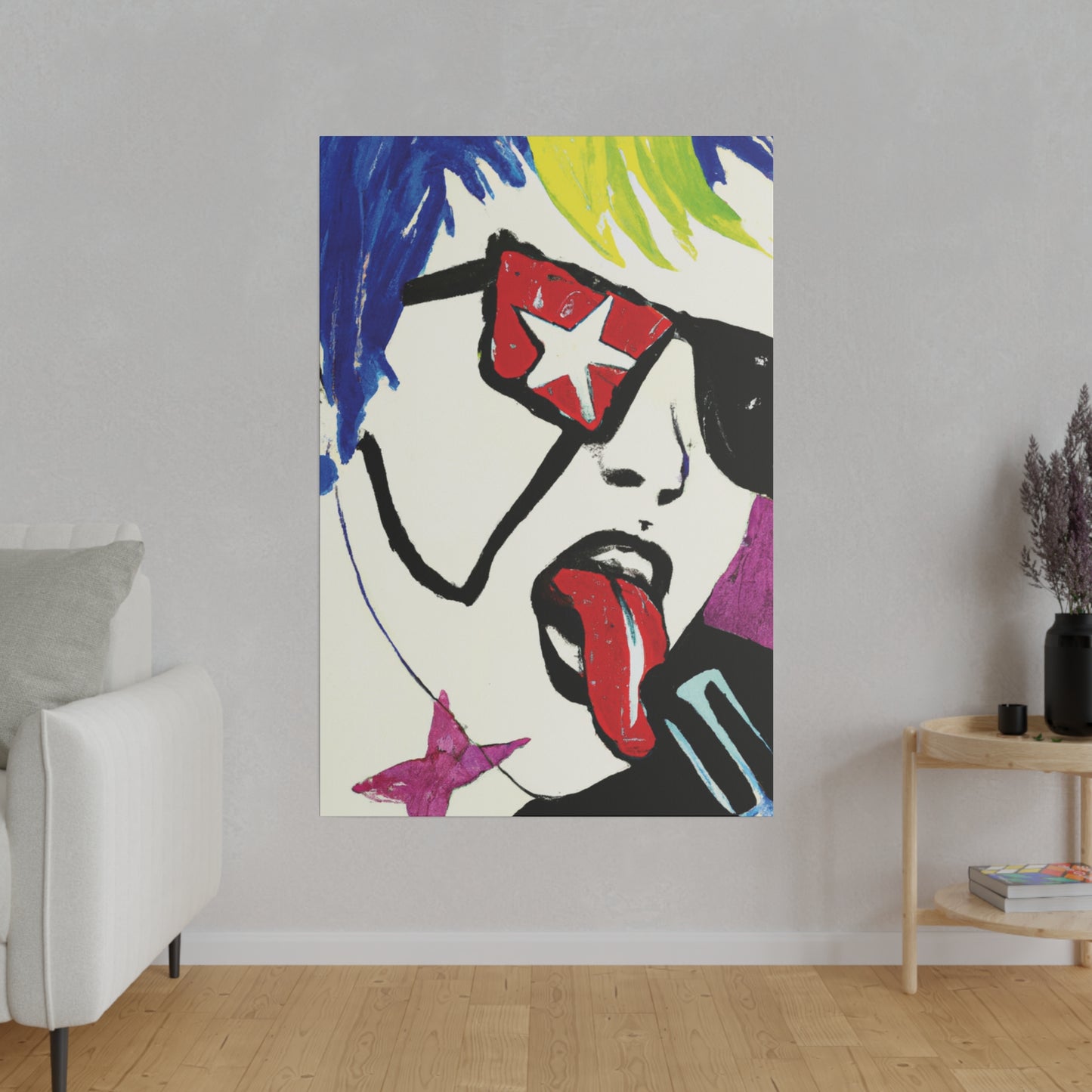 2035C - Rockstar Painting Print | Face | Abstract | Poster | Home Decor | Wall Art | Music Art | Canvas