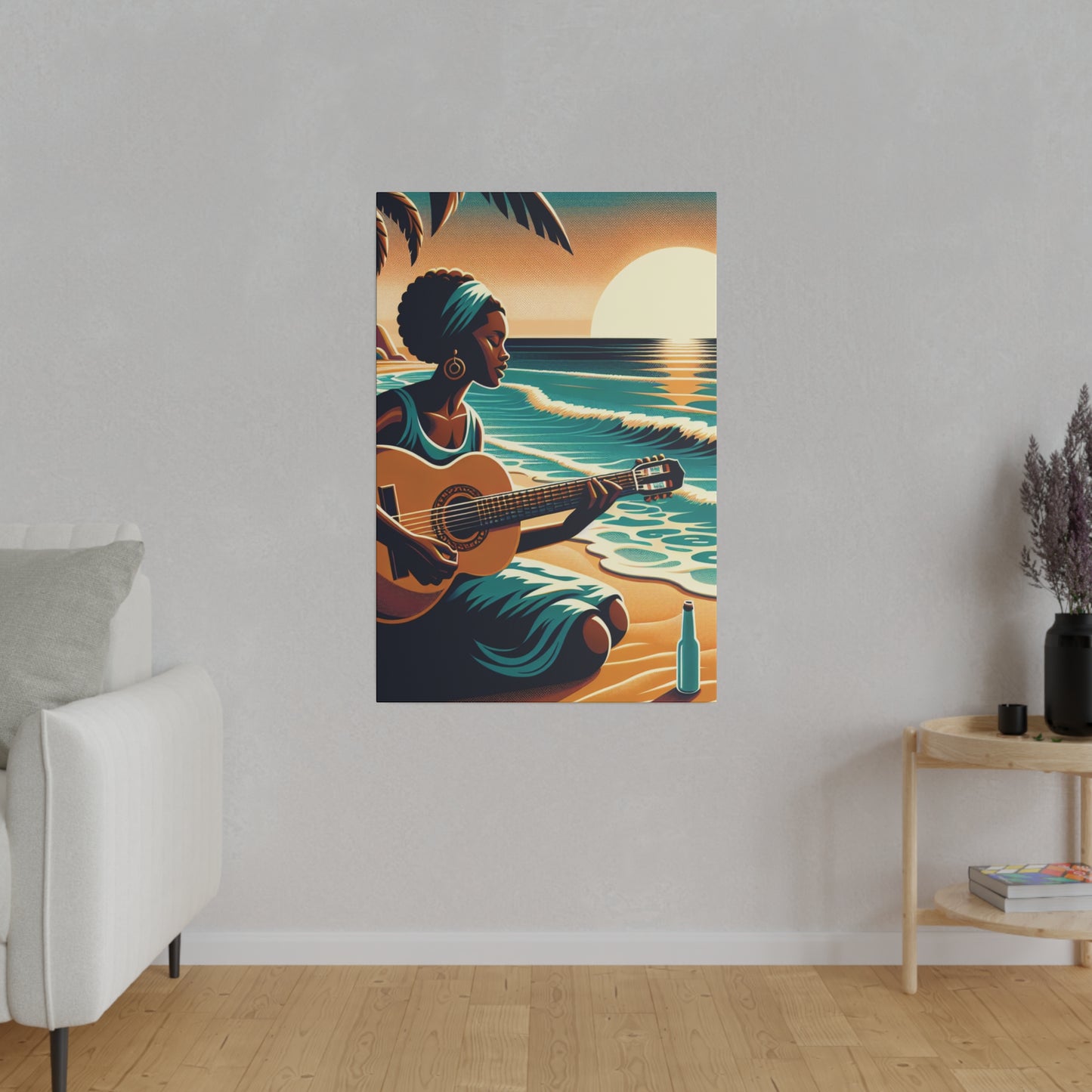 3814G - music art work, musician gift ideas, sunset background, sunset designs, ocean art work, beach art work, guitar art work, guitar player