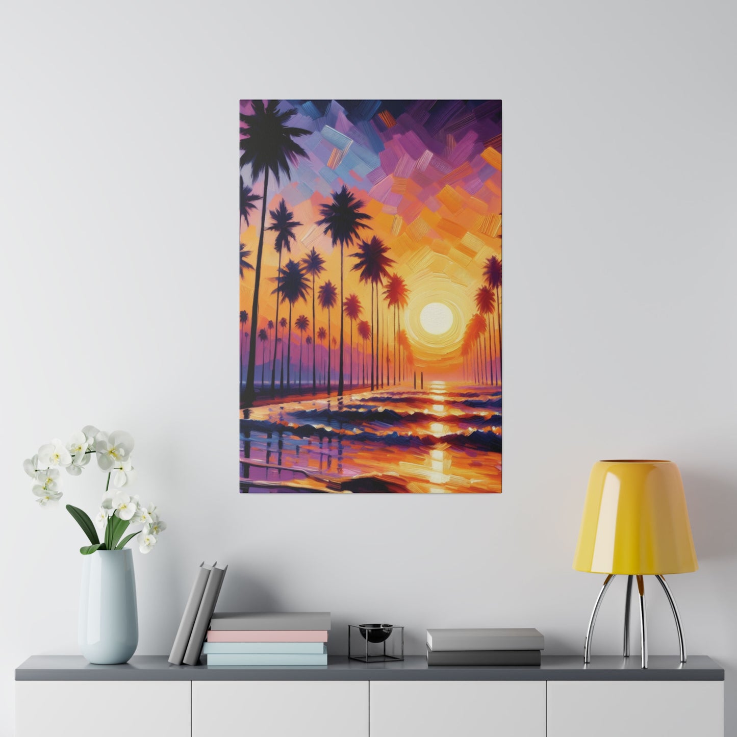 7825Z - miami beach art, sunset background, ocean art work, beach art work, sunset designs, miami beach painting, miami beach print