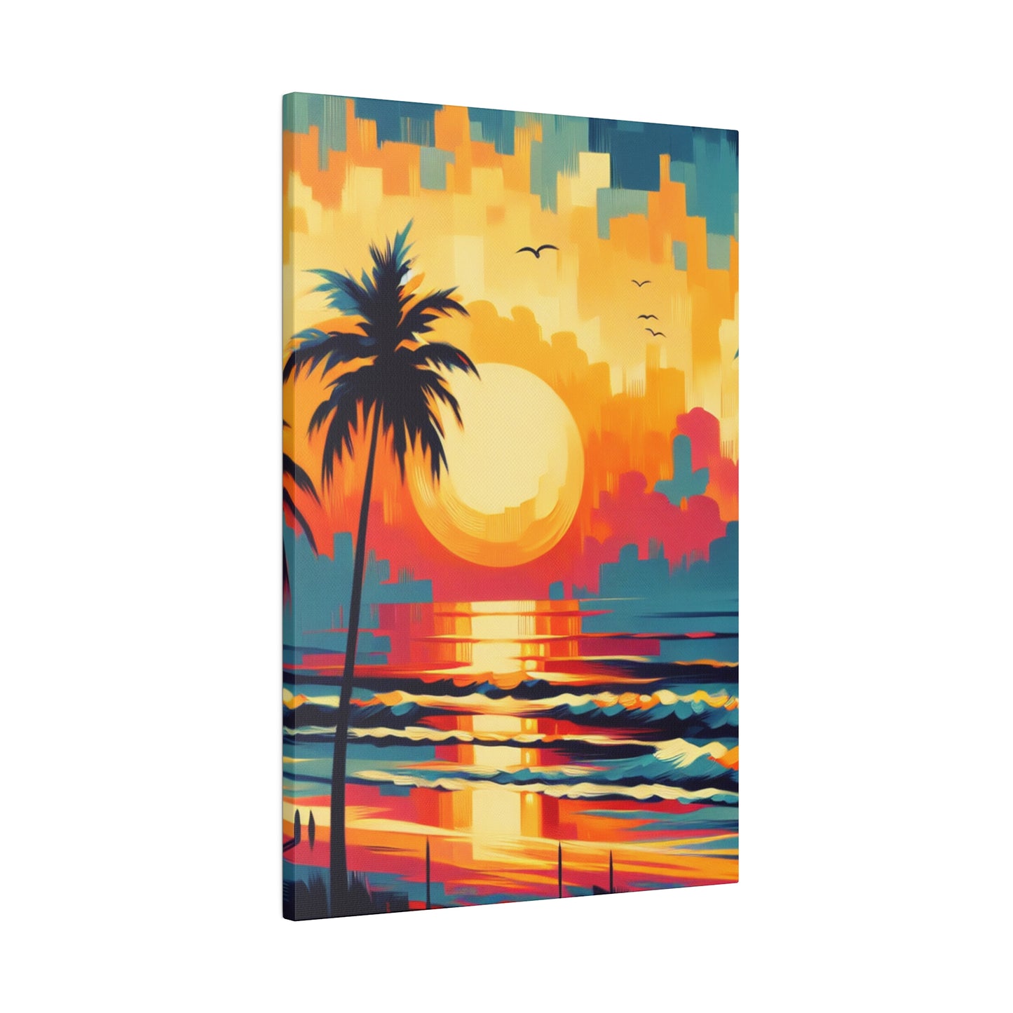 6284F - Miami Beach Sunset Painting Print | Miami | Beach | Sunset | Poster | Home Decor | Wall Art | Canvas