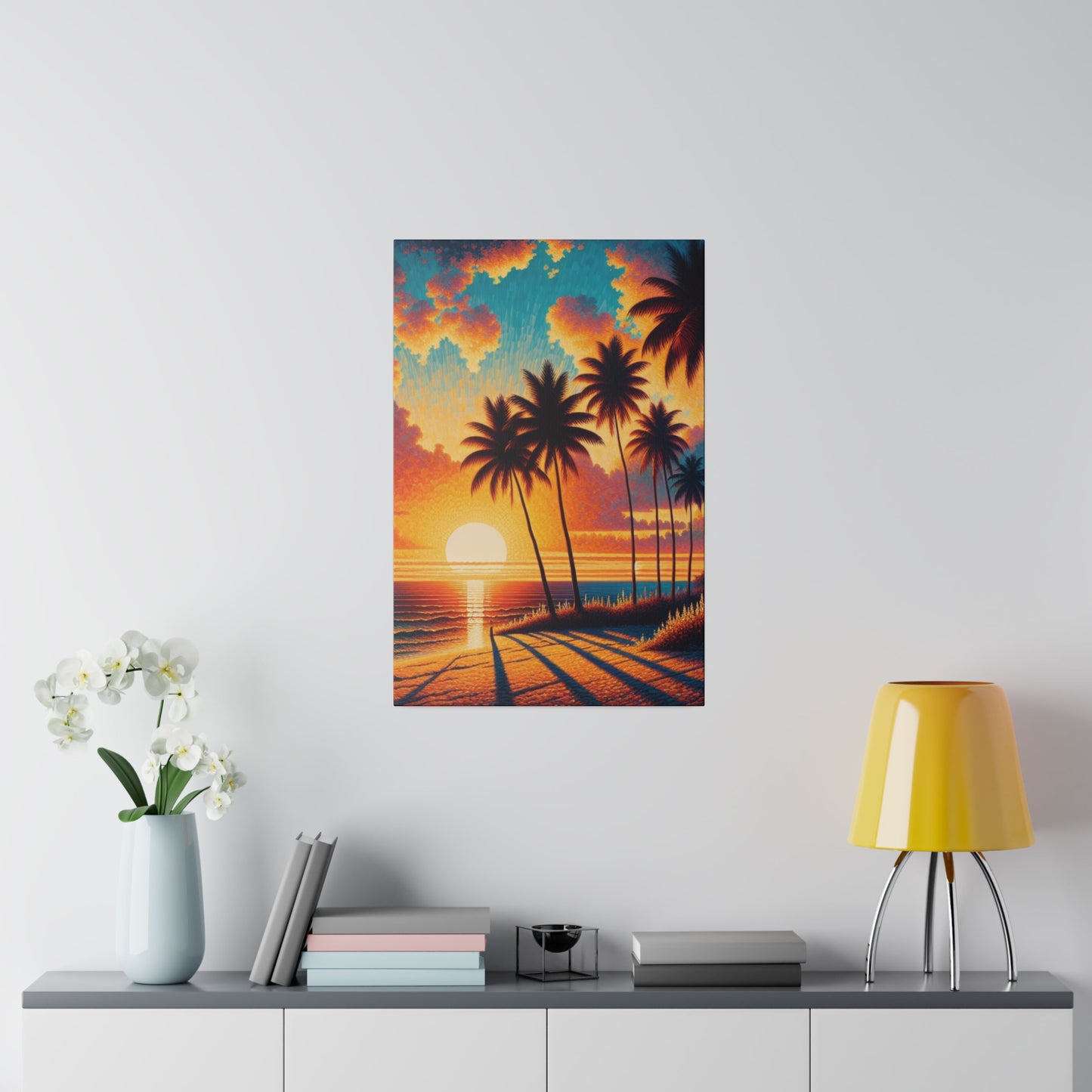 6923K - miami beach art, sunset background, ocean art work, beach art work, sunset designs, miami beach painting, miami beach print