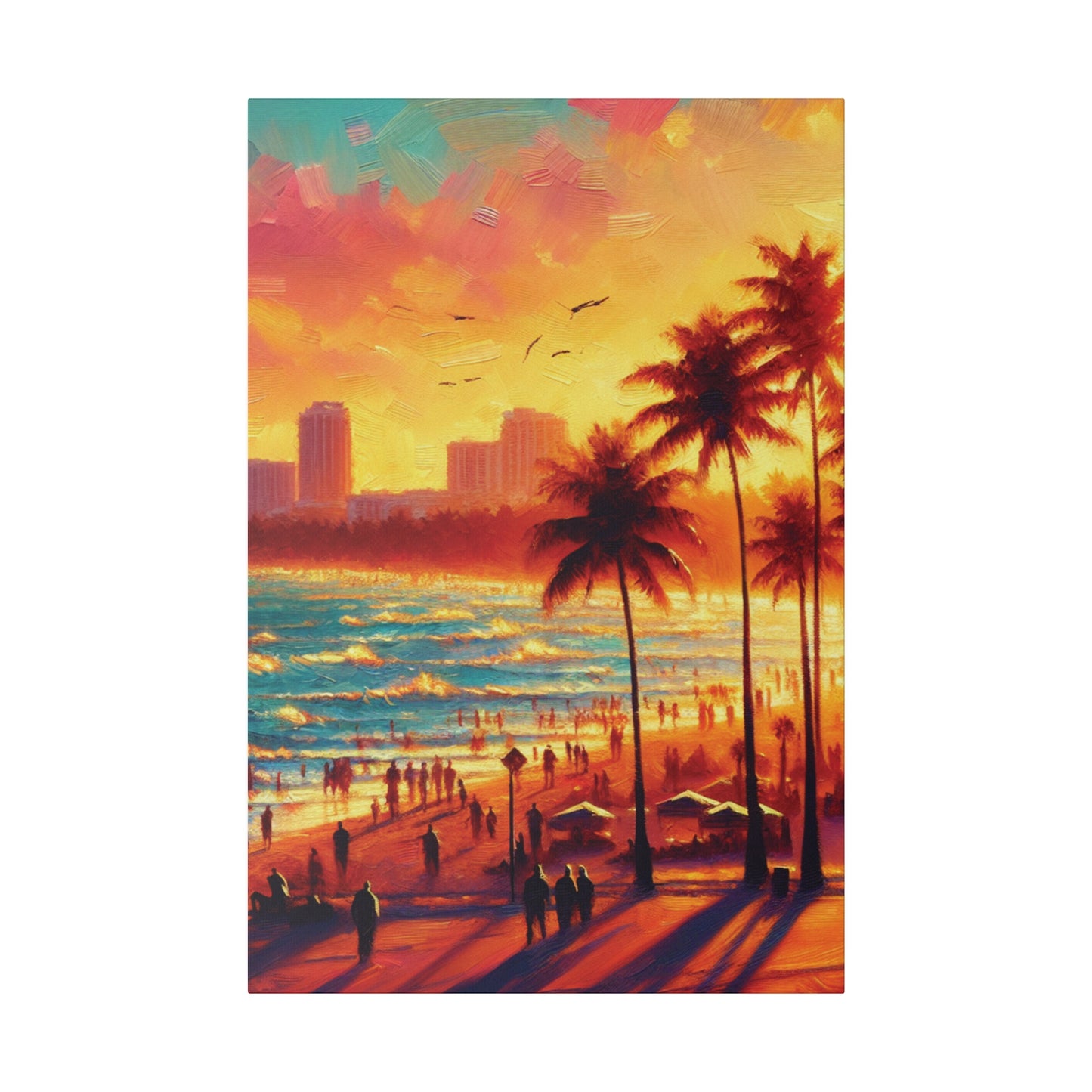 7693W - miami beach art, sunset background, ocean art work, beach art work, sunset designs, miami beach painting, miami beach print