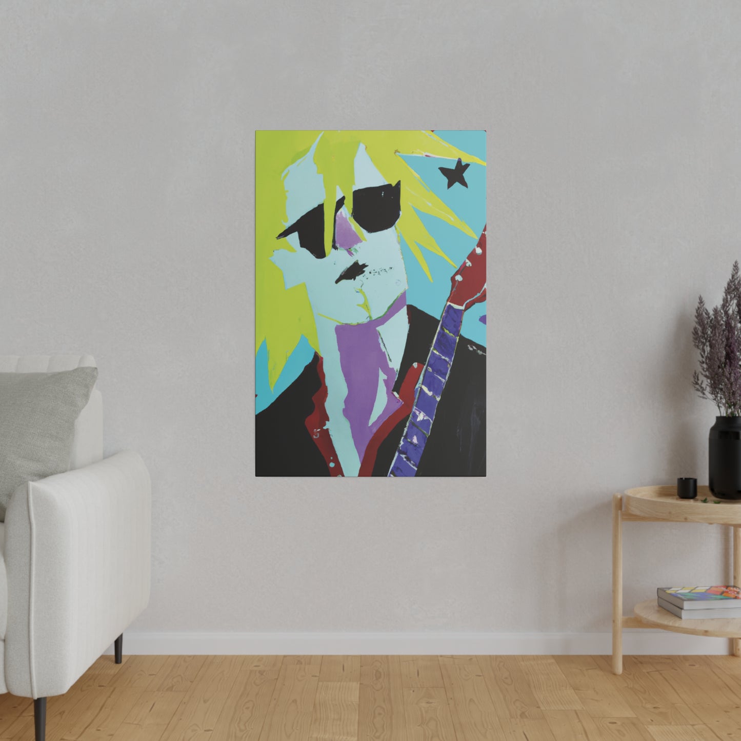 8267F - Rockstar Painting Print | Face | Abstract | Poster | Home Decor | Wall Art | Music Art | Canvas