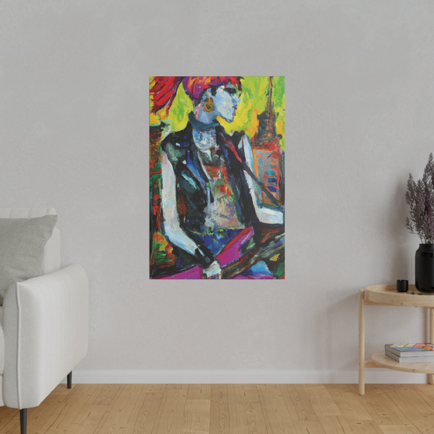 7349W - Rockstar Oil Painting Style Print | Poster | Home Decor | Wall Art | Music Art | Canvas