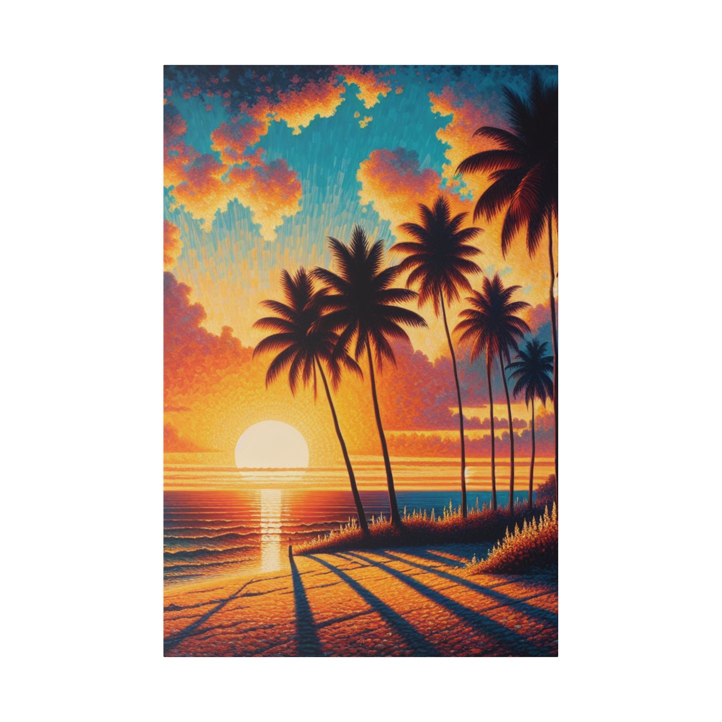 6923K - miami beach art, sunset background, ocean art work, beach art work, sunset designs, miami beach painting, miami beach print