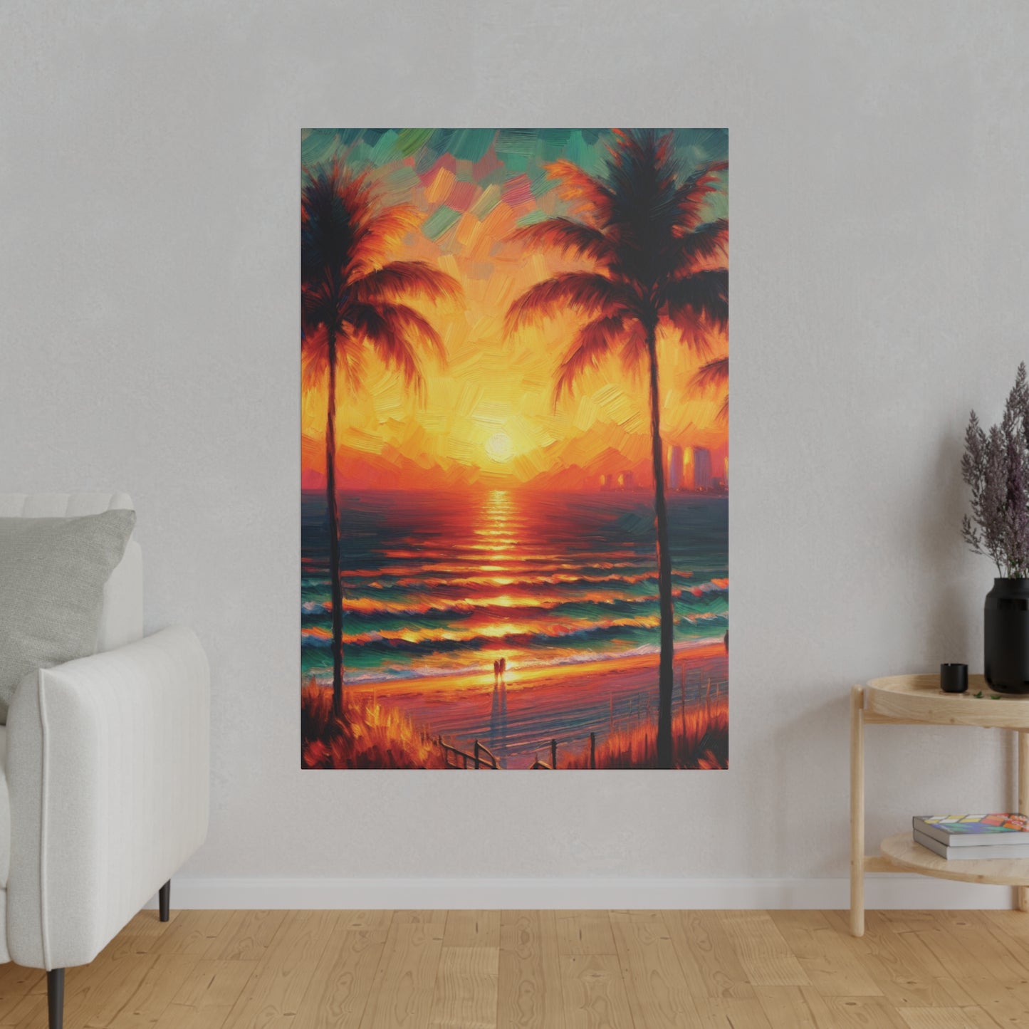 3569G - miami beach art, sunset background, ocean art work, beach art work, sunset designs, miami beach painting, miami beach print