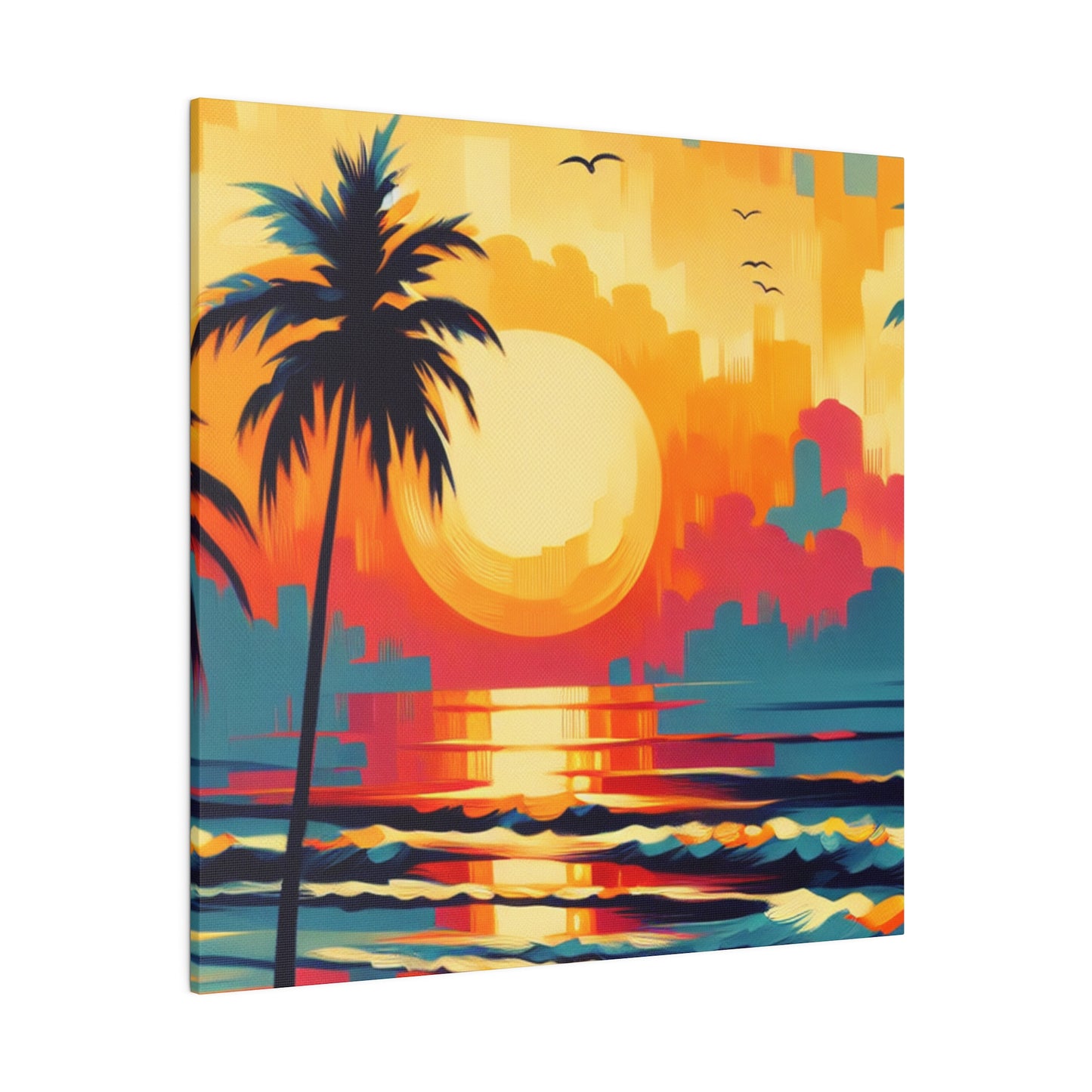 6284F - Miami Beach Sunset Painting Print | Miami | Beach | Sunset | Poster | Home Decor | Wall Art | Canvas