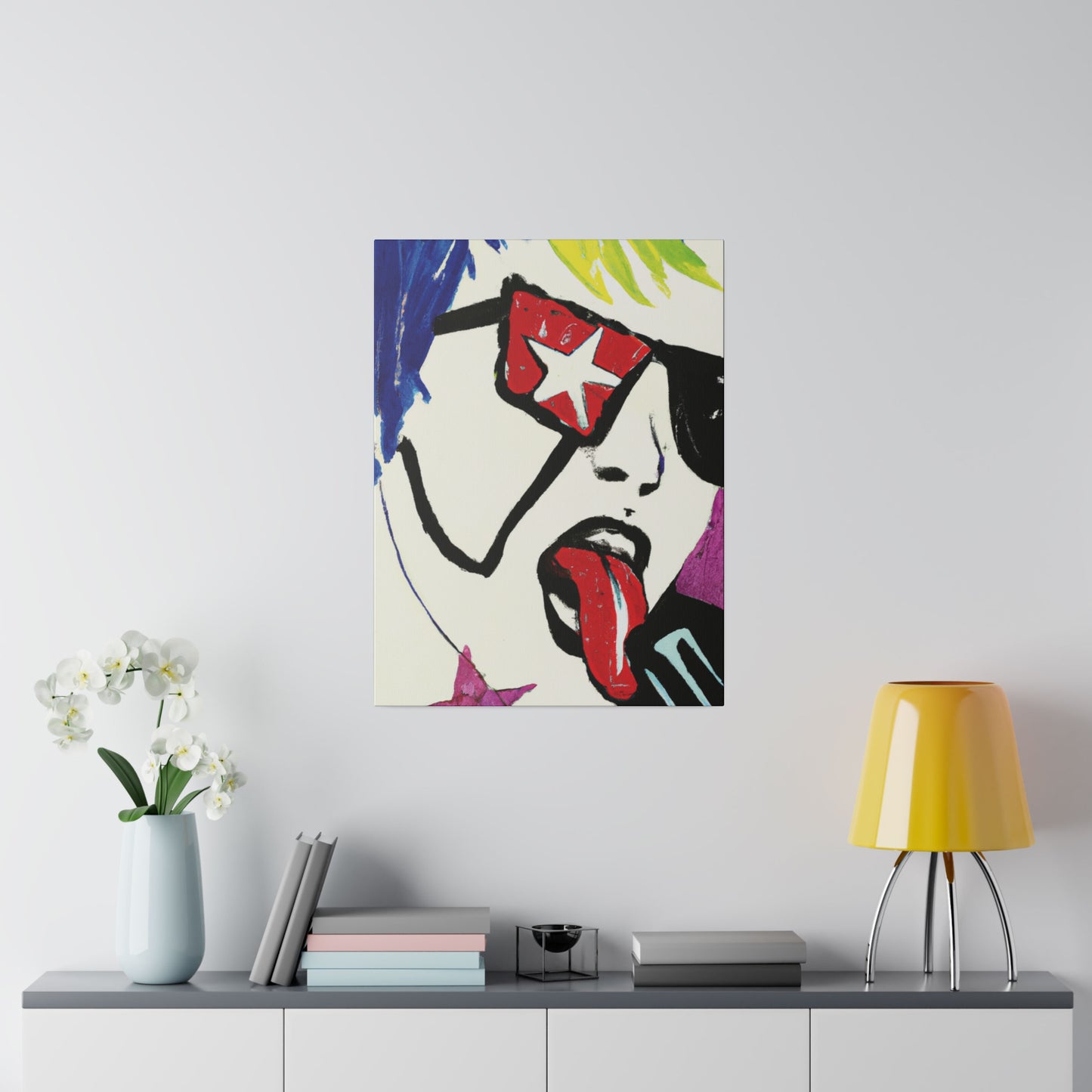 2035C - Rockstar Painting Print | Face | Abstract | Poster | Home Decor | Wall Art | Music Art | Canvas