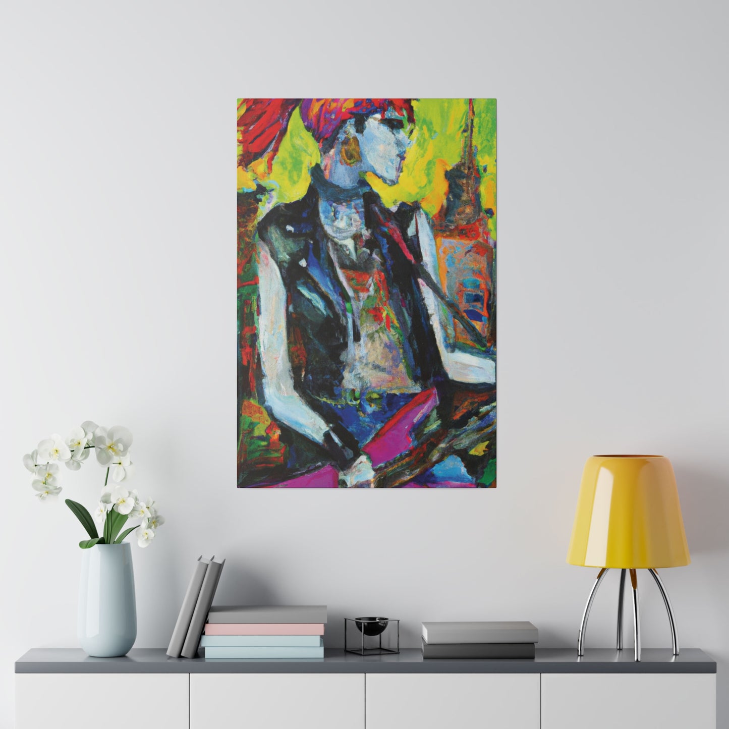 7349W - Rockstar Oil Painting Style Print | Poster | Home Decor | Wall Art | Music Art | Canvas