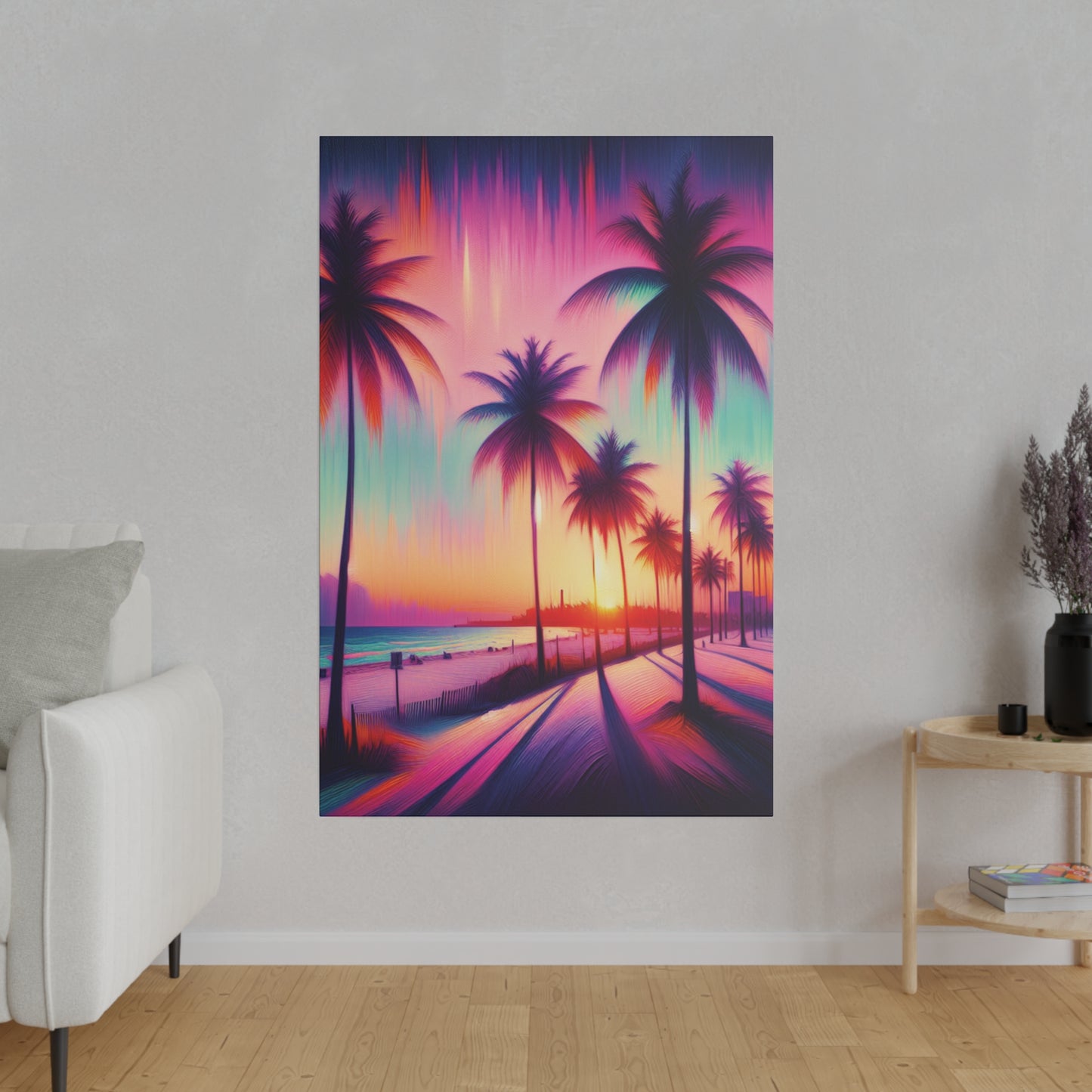 7892Z - miami beach art, sunset background, ocean art work, beach art work, sunset designs, miami beach painting, miami beach print