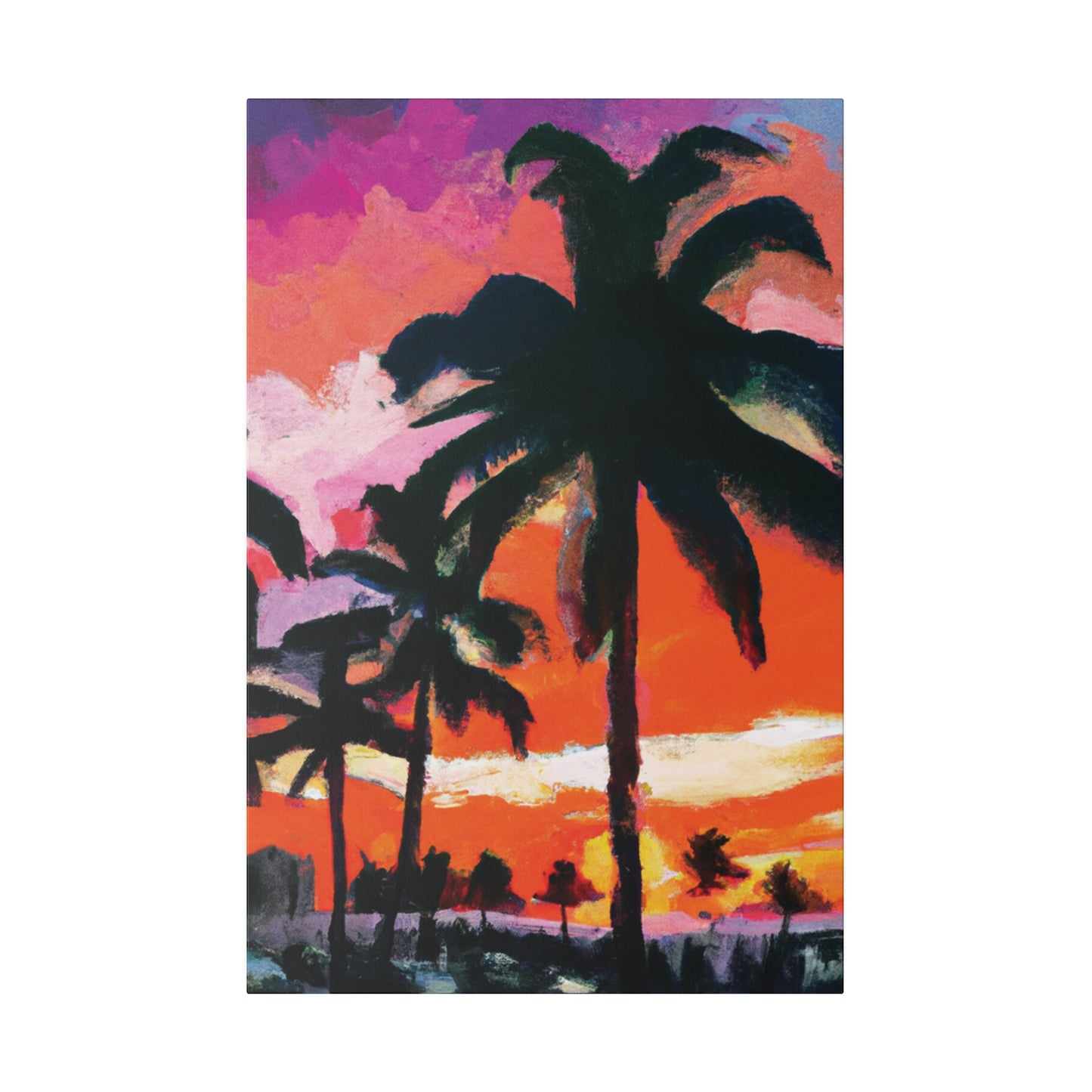 2734M - Miami Beach Sunset Painting Print | Miami | Beach | Sunset | Poster | Home Decor | Wall Art | Canvas