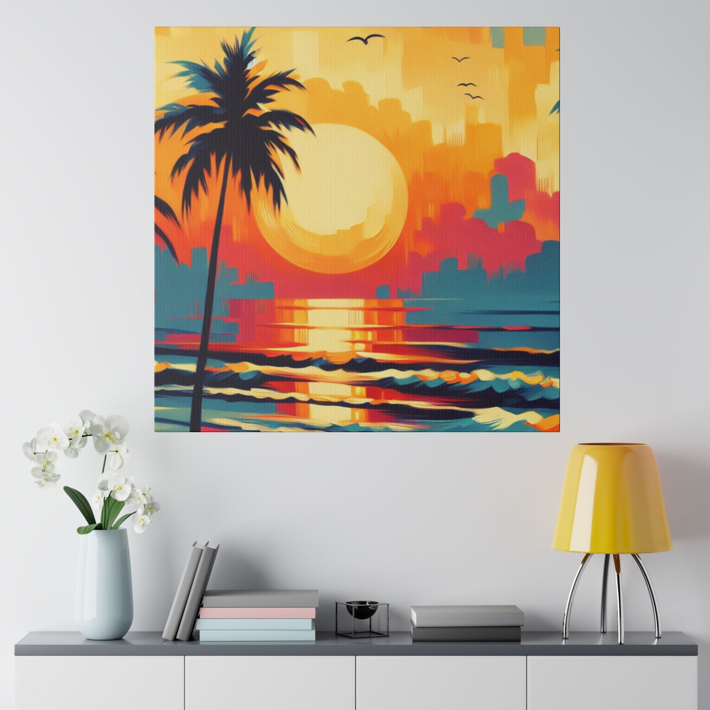 6284F - Miami Beach Sunset Painting Print | Miami | Beach | Sunset | Poster | Home Decor | Wall Art | Canvas