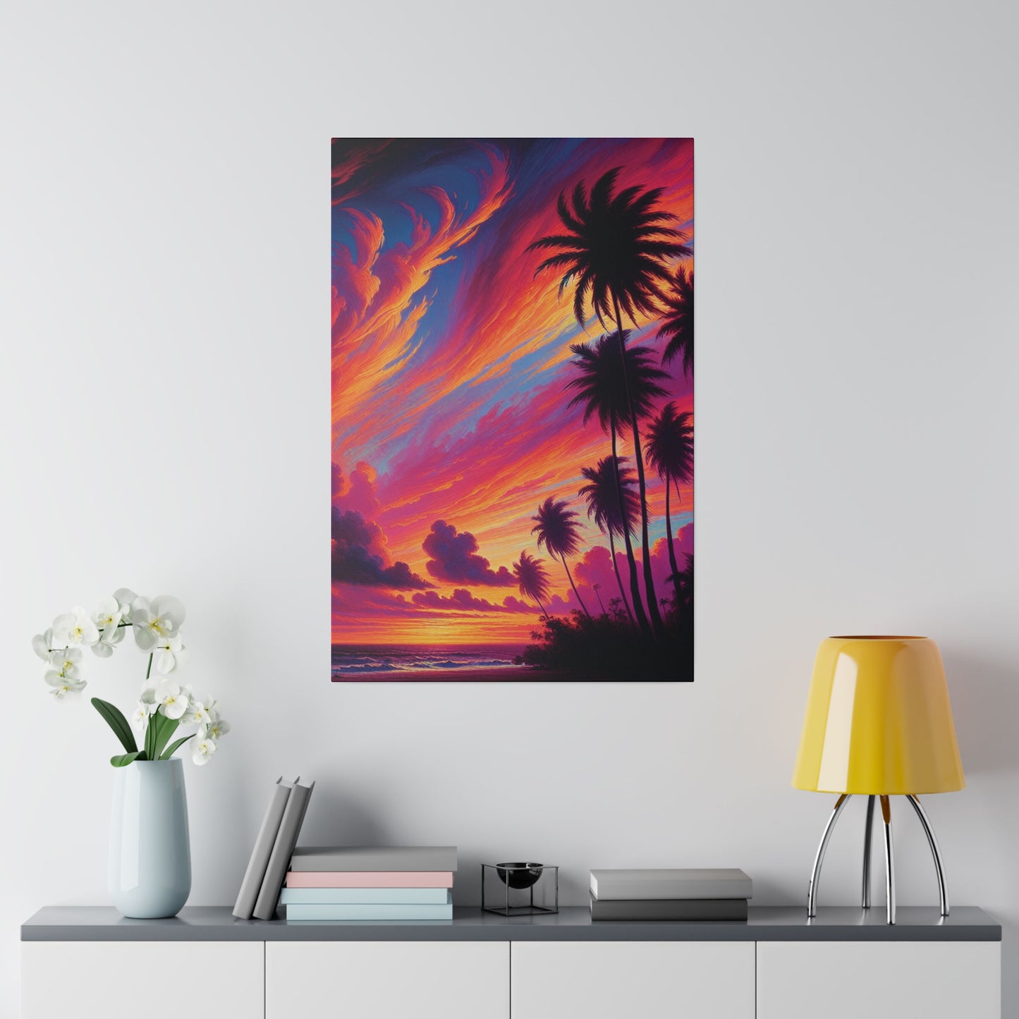 7829J - miami beach art, sunset background, ocean art work, beach art work, sunset designs, miami beach painting, miami beach print