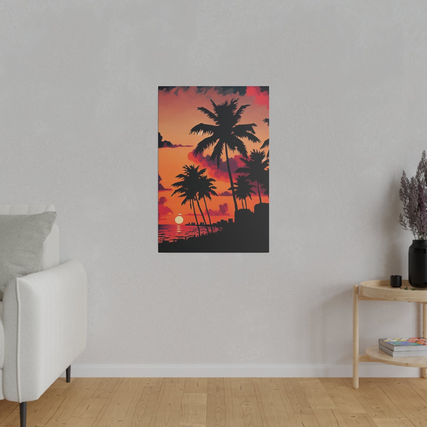 5634M - miami beach art, sunset background, ocean art work, beach art work, sunset designs, miami beach painting, miami beach print