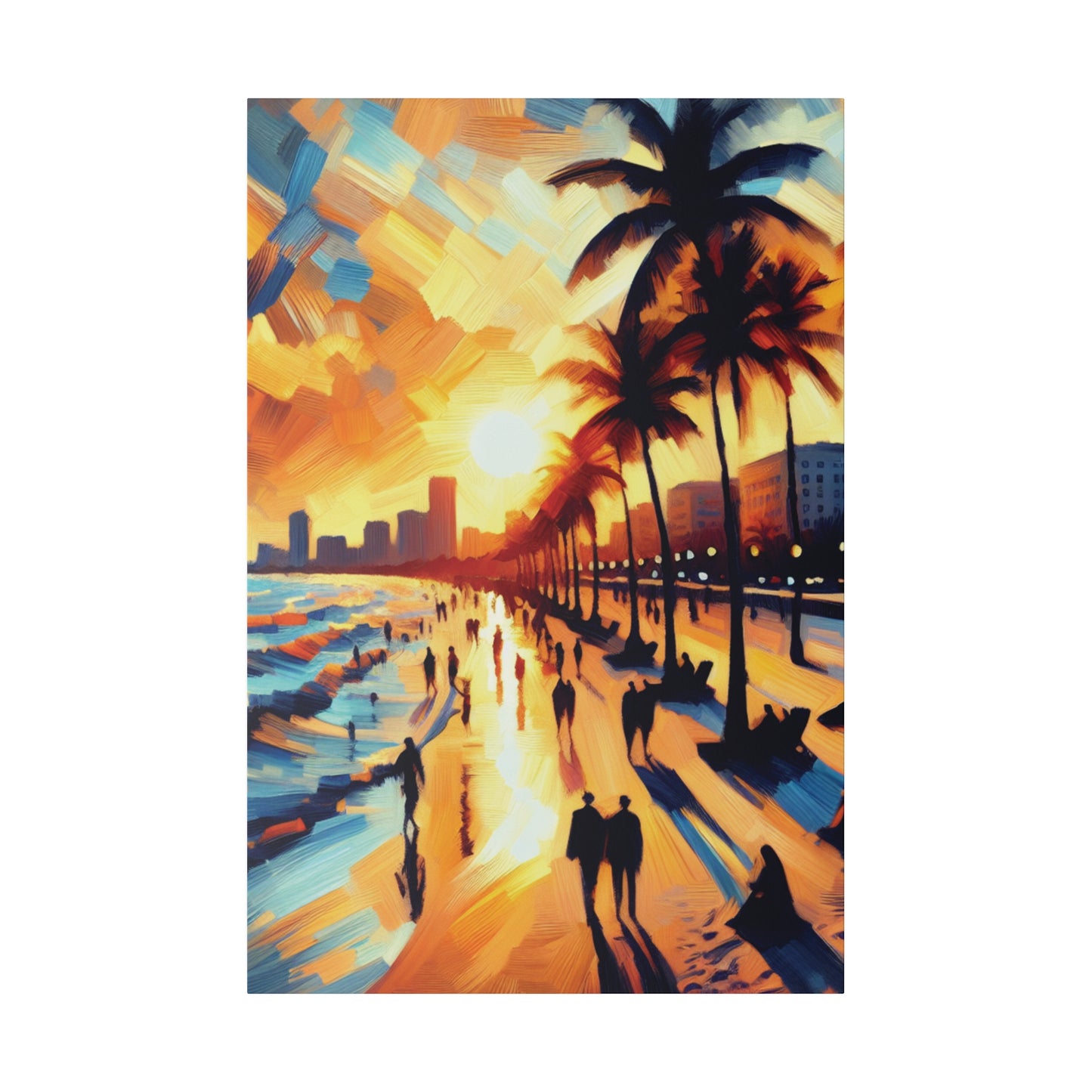 7846G - Miami Beach Sunset Painting Print | Miami | Beach | Sunset | Poster | Home Decor | Wall Art | Canvas