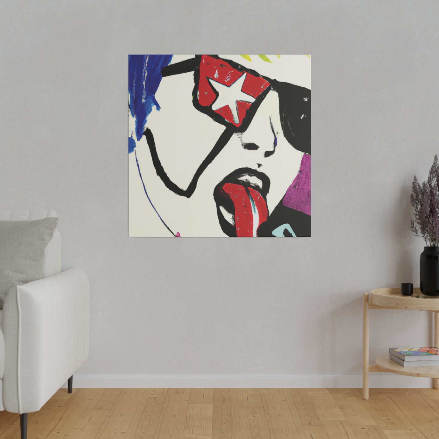 2035C - Rockstar Painting Print | Face | Abstract | Poster | Home Decor | Wall Art | Music Art | Canvas